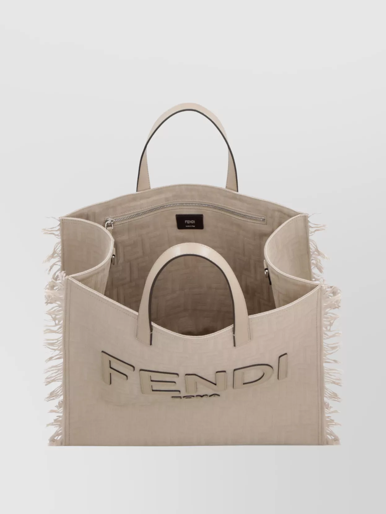 Fendi Jacquard Fabric Tote Bag With Fringes On Sides