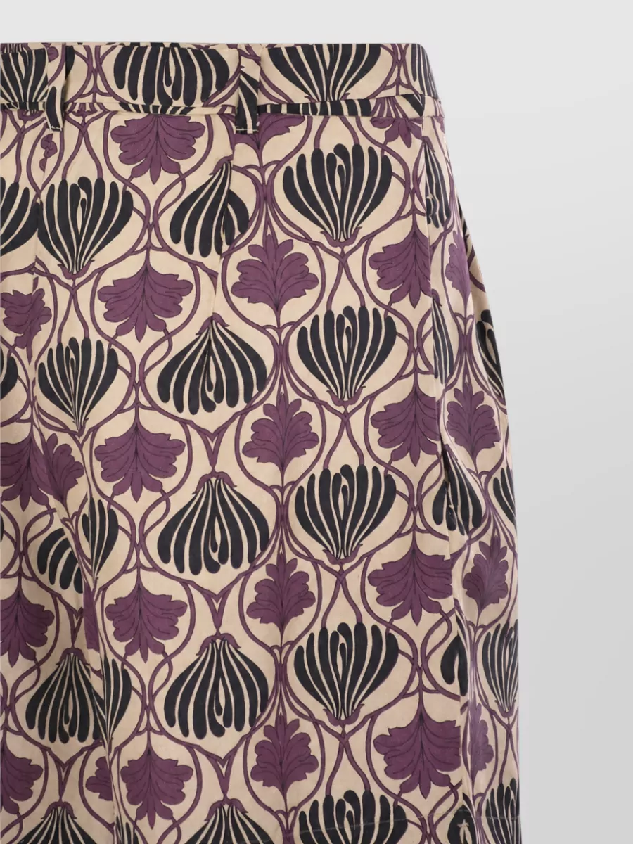 S Max Mara Printed Silk Knee-Length Shorts