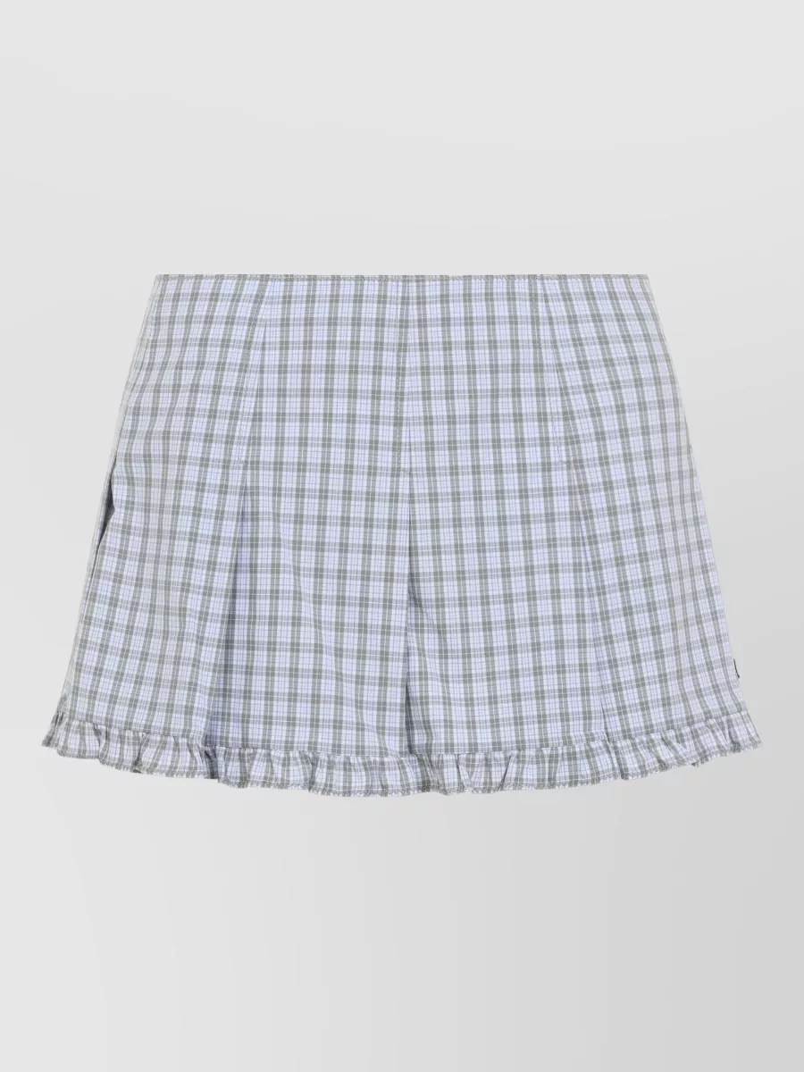 Miu Miu Checked Pleated Mini Skirt