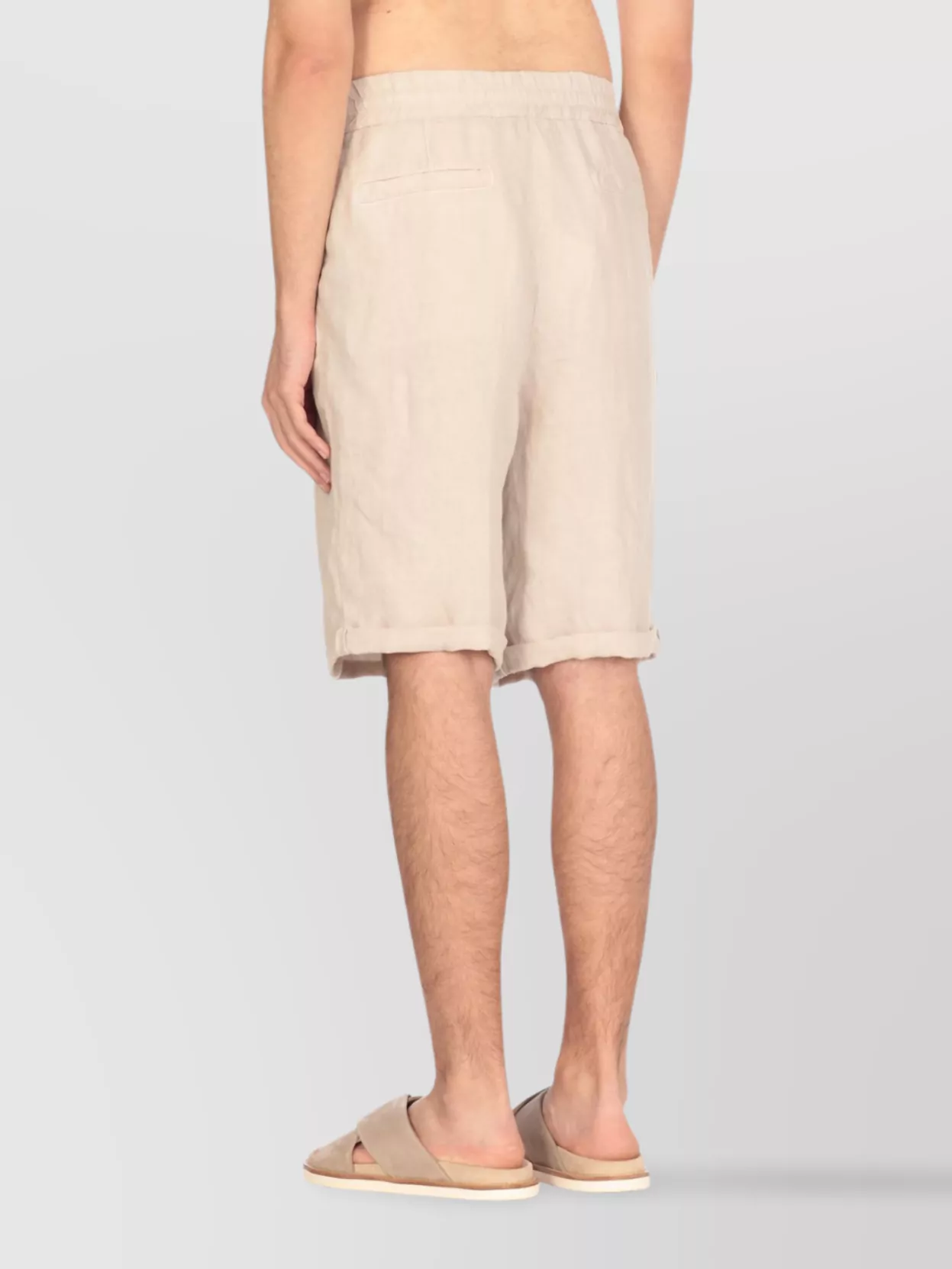 Brunello Cucinelli Drawstring Waist Linen Bermuda Shorts In Neutral