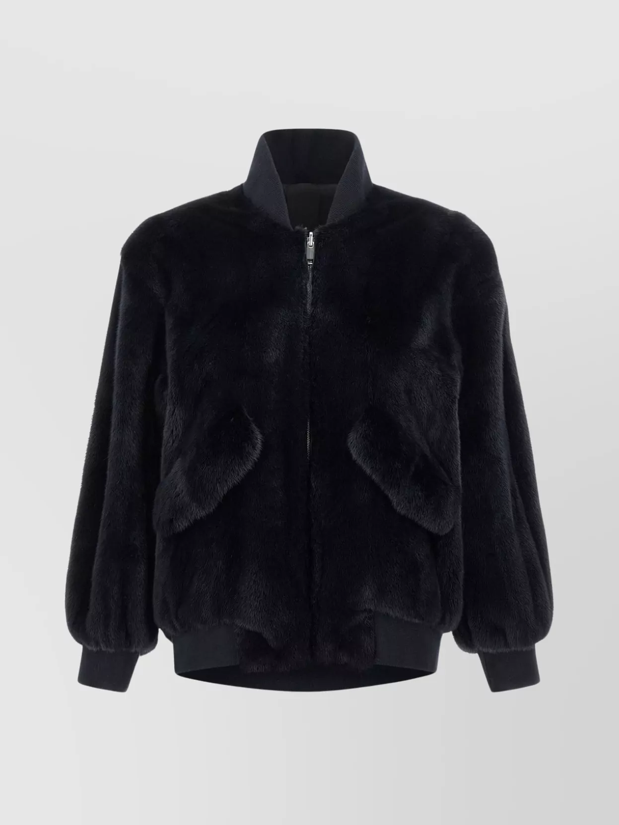 Blancha Luxurious Mink Fur Bomber Jacket With Zip Closure And Casual Appeal In Black