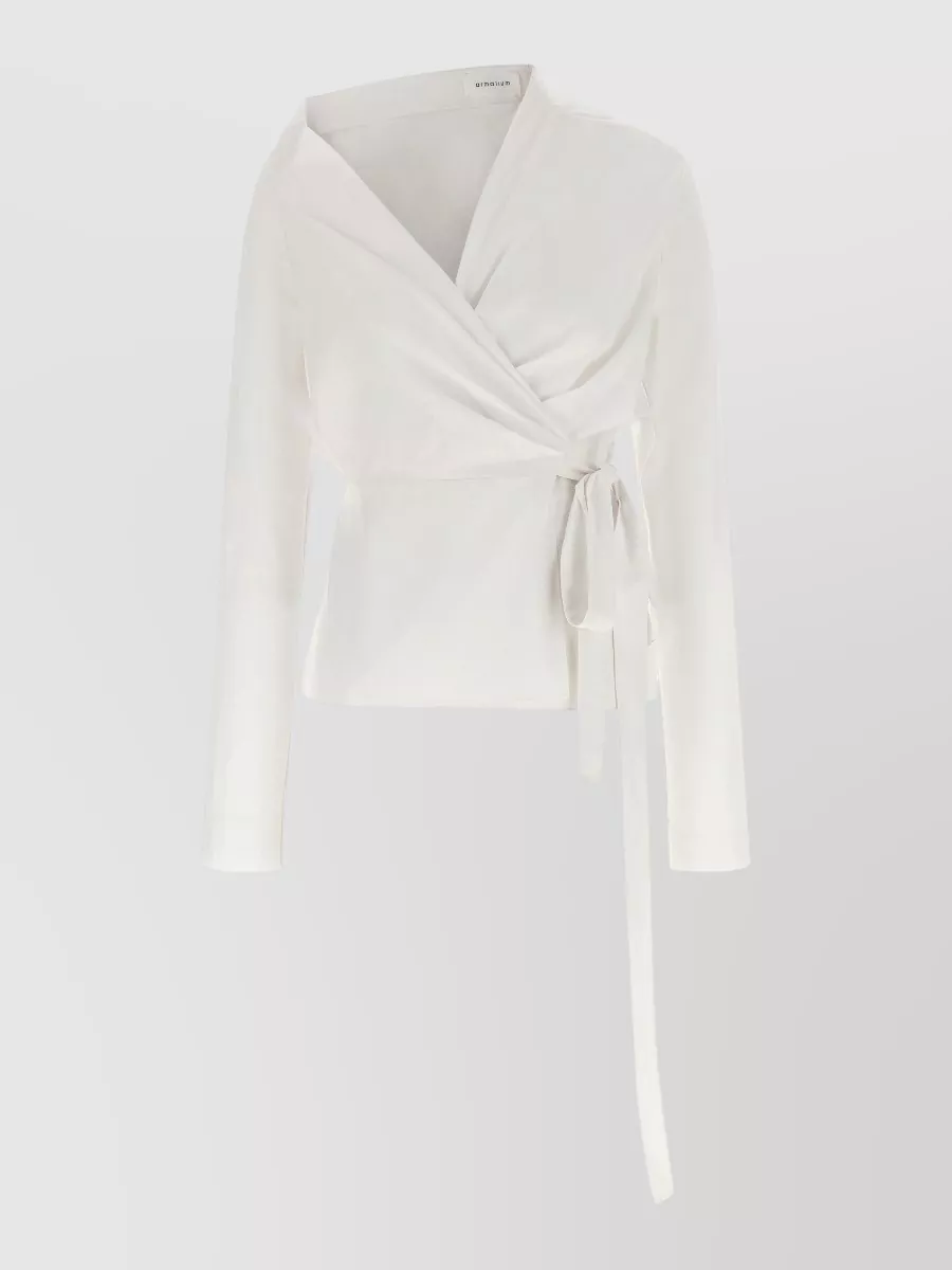 Armarium cotton asymmetric wrap long-sleeve shirt