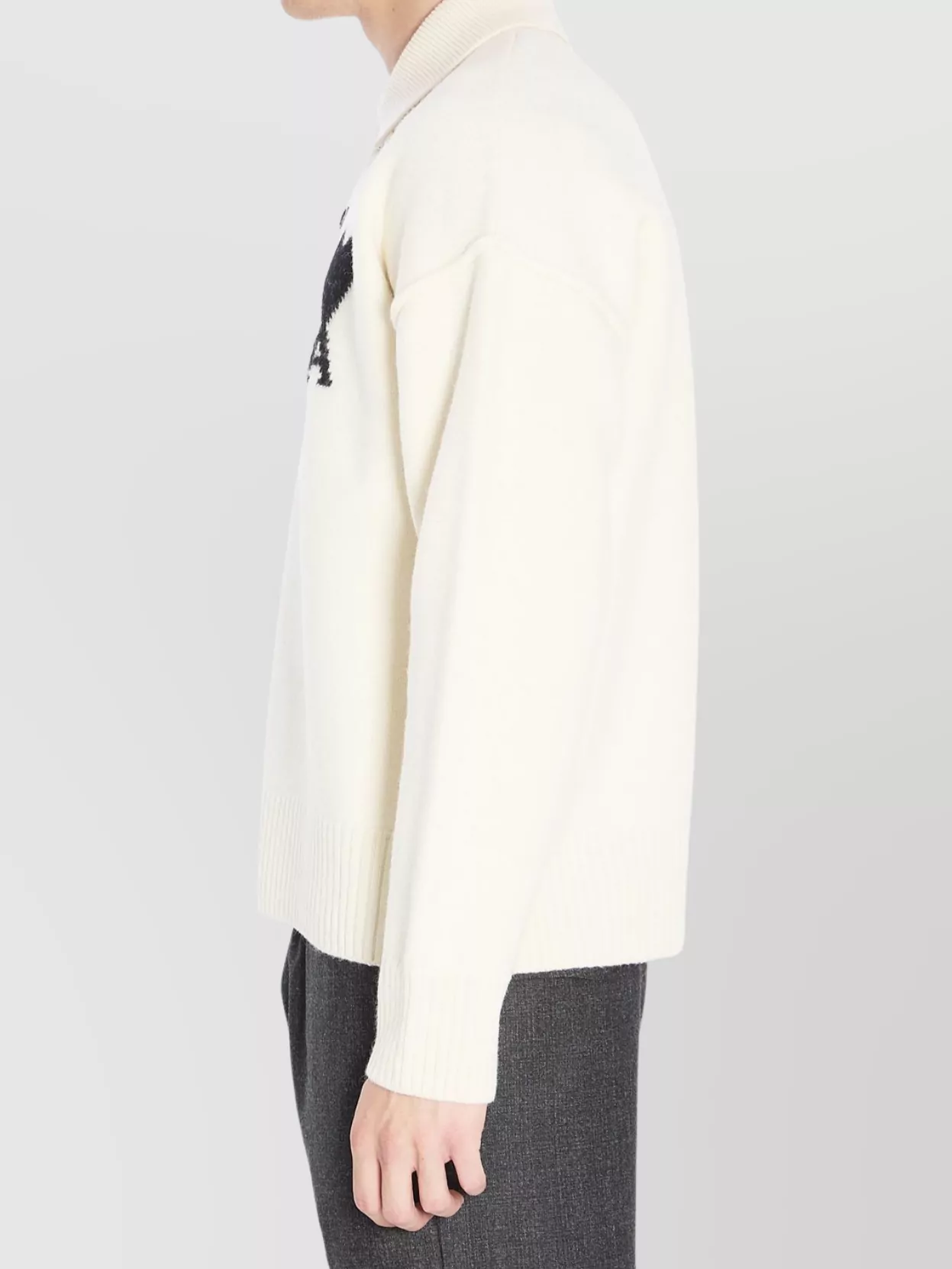 Ami Paris Woolen Heart Friend Polo With Exposed Seams