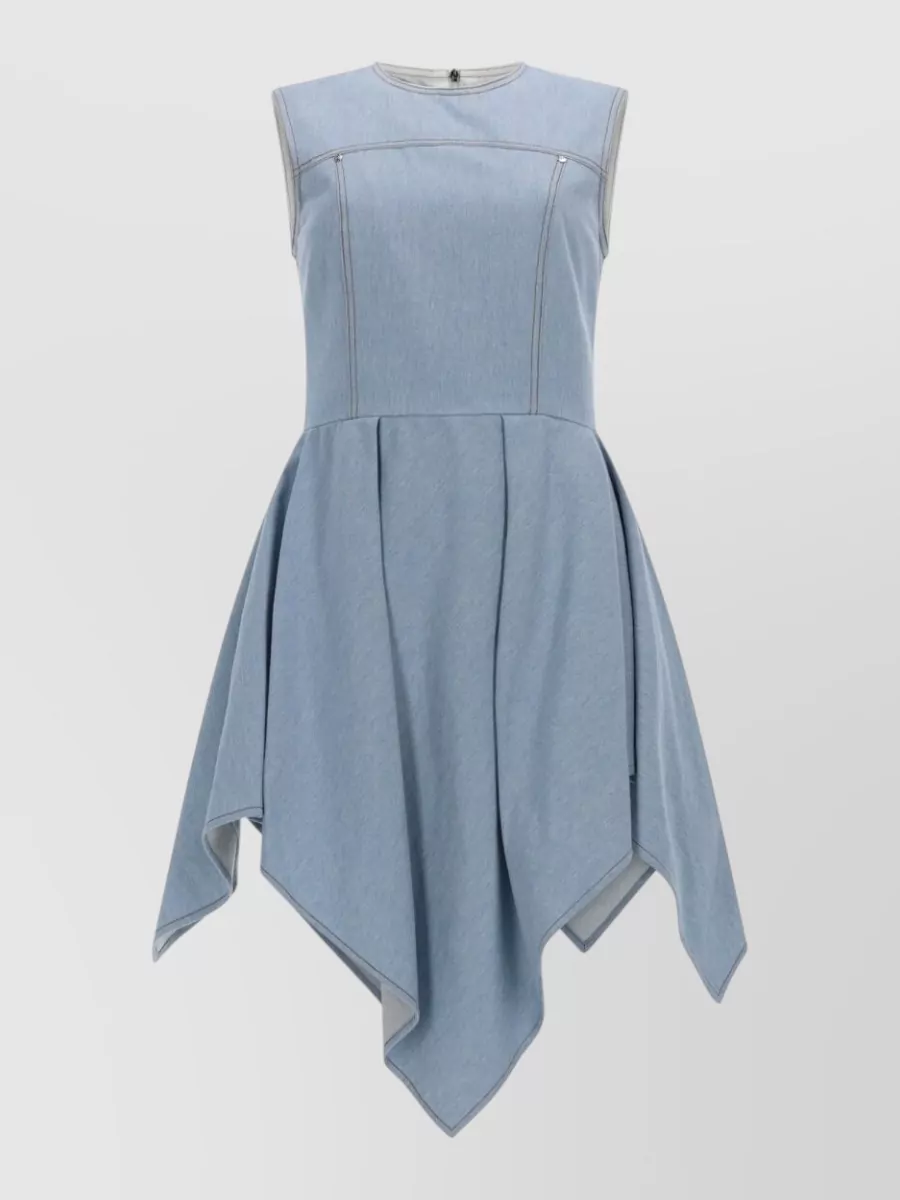 MSGM denim asymmetric knee-length dress