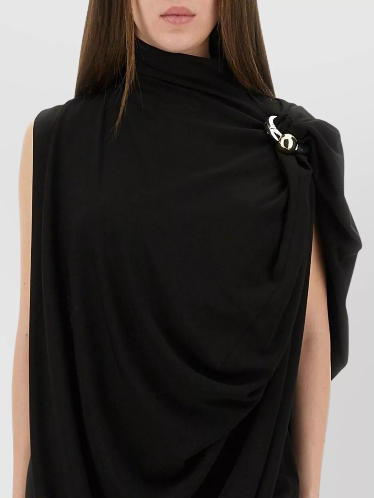 Jean Paul Gaultier Draped High Neck Sleeveless Asymmetric Dress