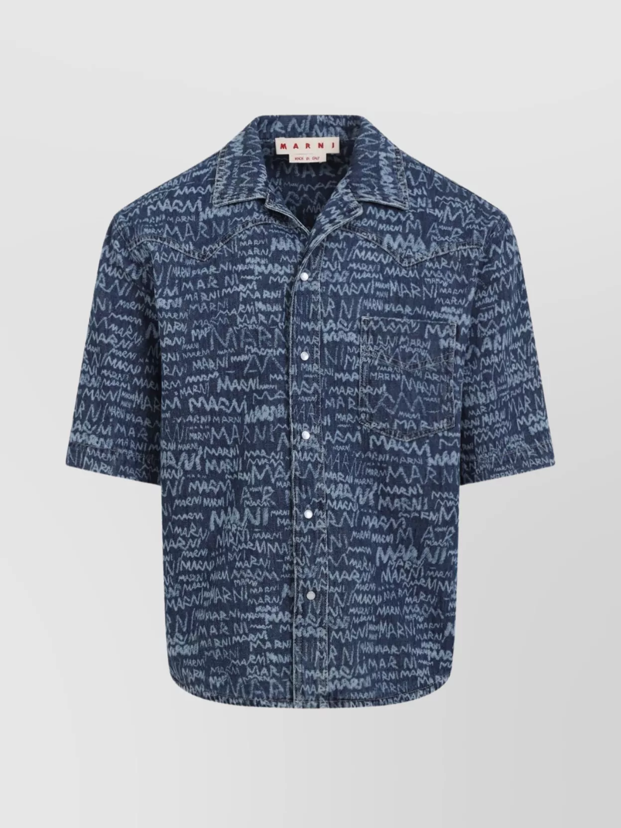 Marni Logo Western Denim Shirt In Blue