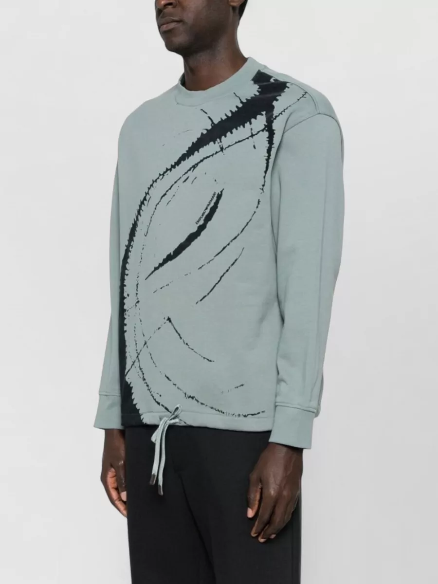 Emporio Armani Cotton Abstract Print Crewneck Sweatshirt