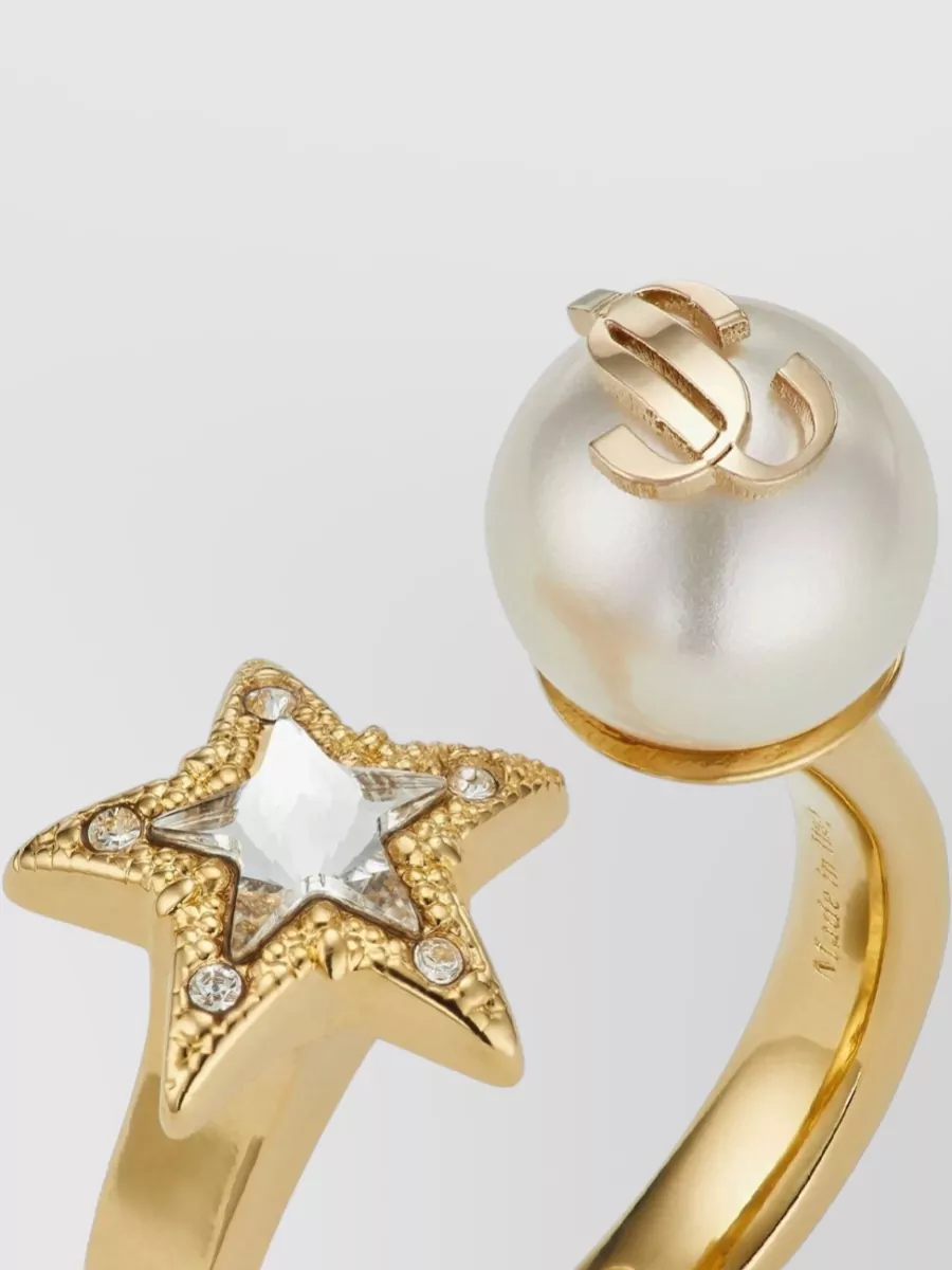 Jimmy Choo Crystal-Embellished Pearl Ring