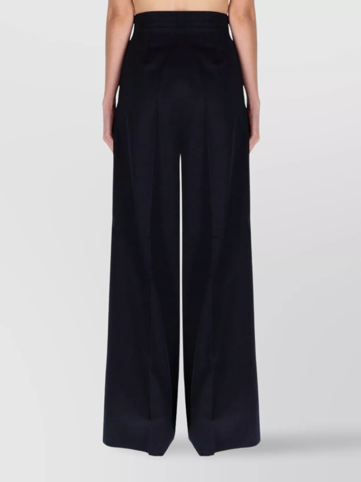 Max Mara High Waist Wide-leg Pleated Trousers In Black