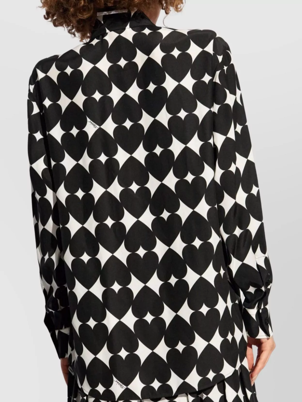 Moschino Heart Print Silk Matte Shirt