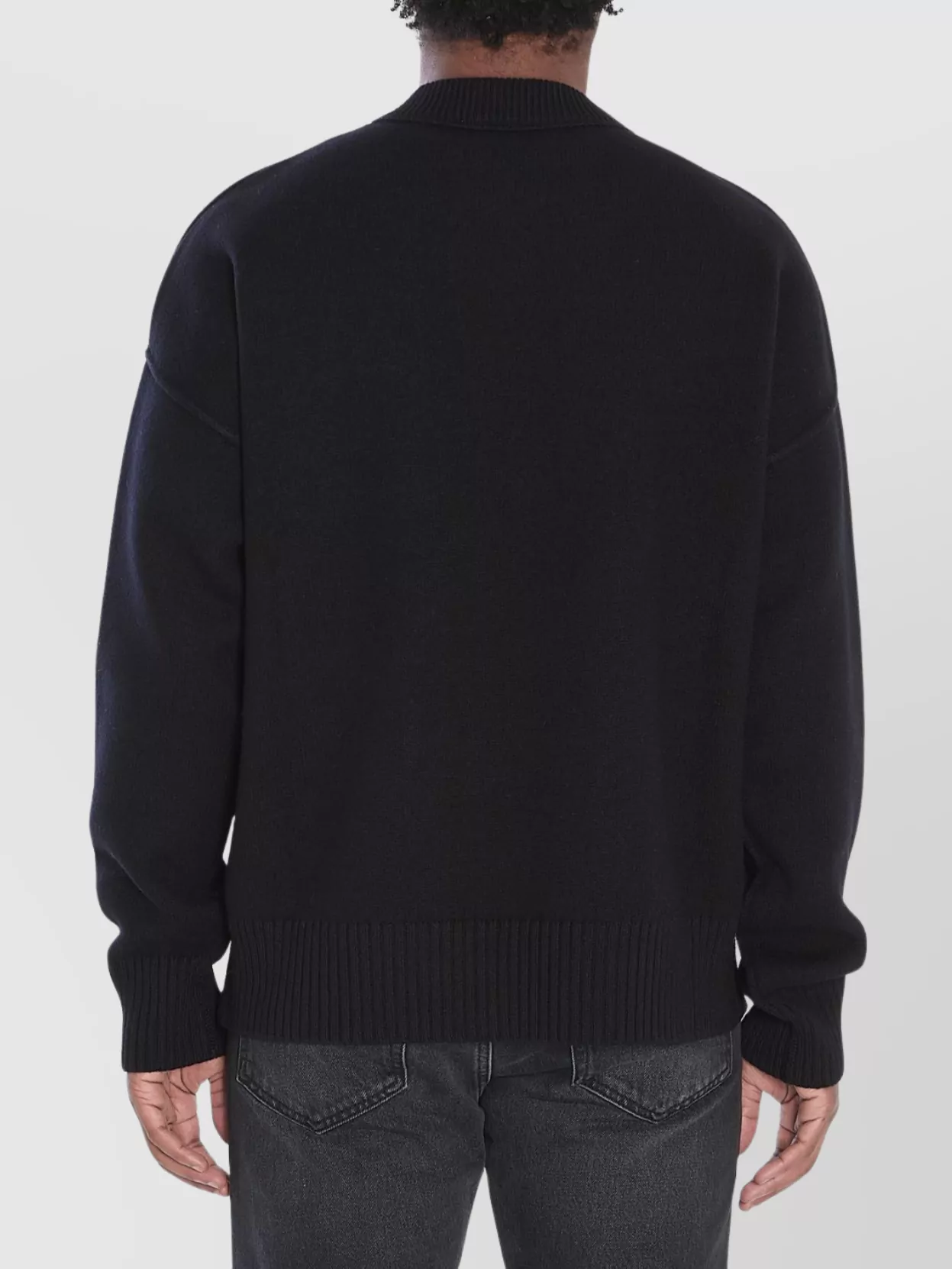 Ami Alexandre Mattiussi Ami Paris Wool Sweater With Heart Intarsia Design In Black