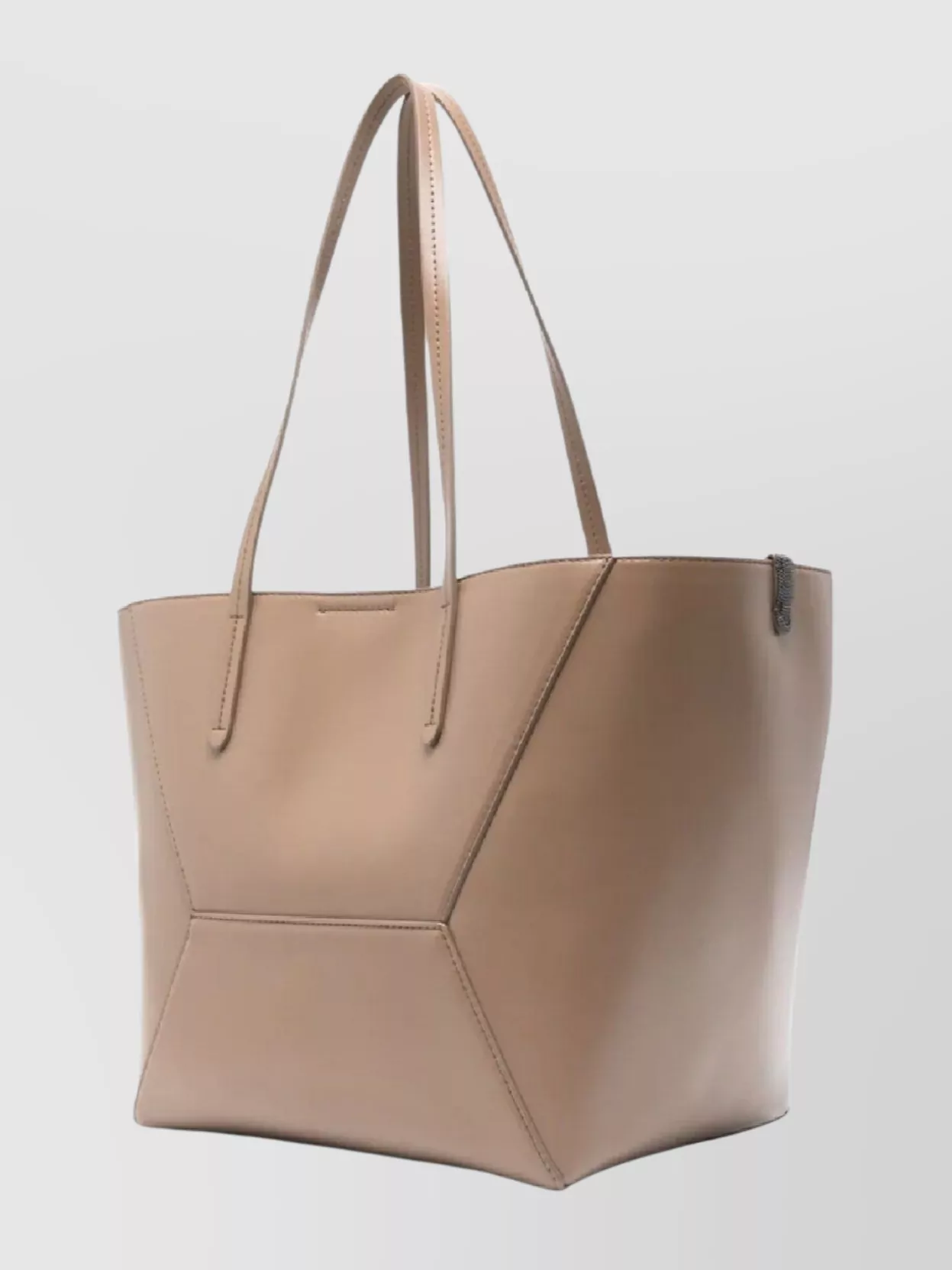 Brunello Cucinelli Geometric Panel Shoulder Bag With Top Handles In Neutral