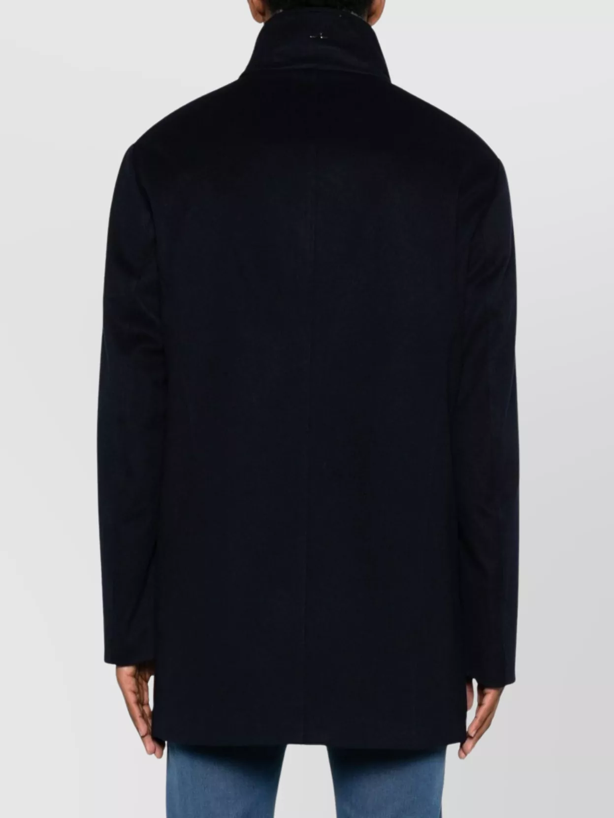 Paul & Shark High Neck Coat With Fur Trim And Pockets