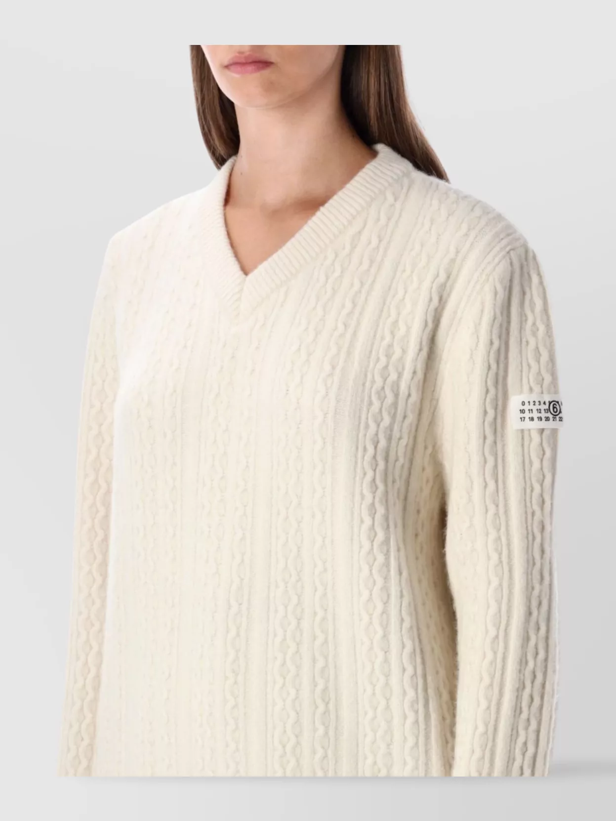 Mm6 Maison Margiela V Neck Cable Knit Sweater