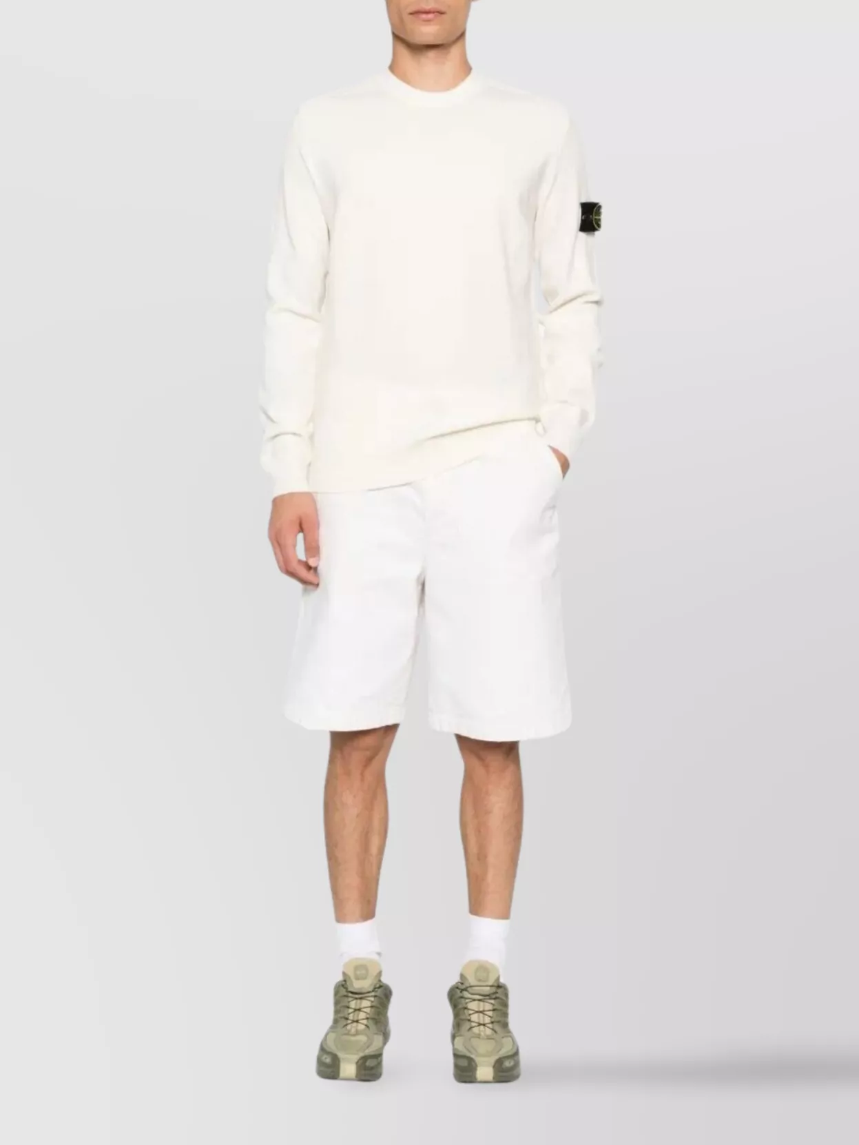Stone Island Wool Blend Sweatshirt With Iconic Logo Patch And Timeless Design In White