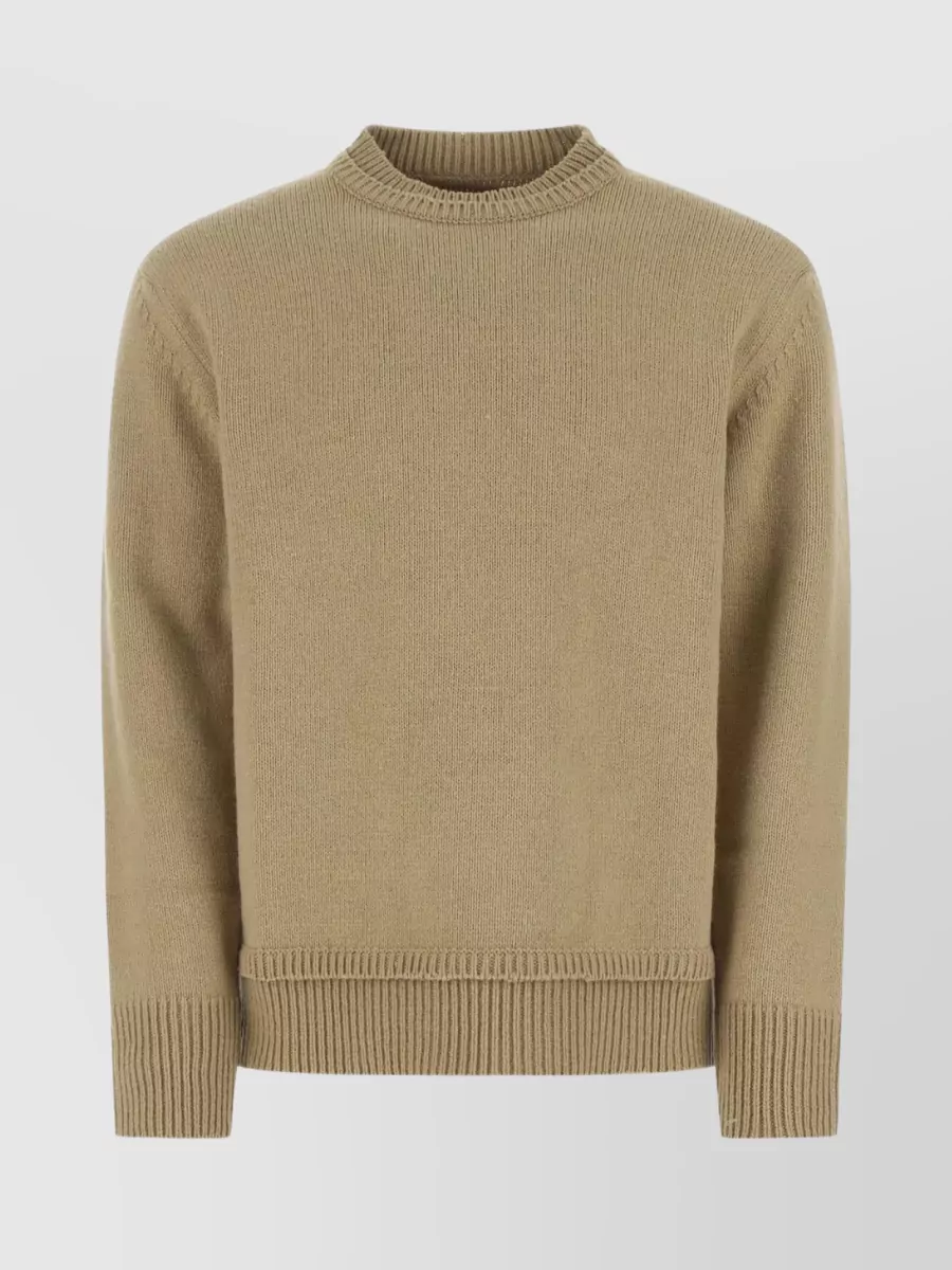 Shop Maison Margiela Contrasting Stitchings Crew-neck Sweater In Brown