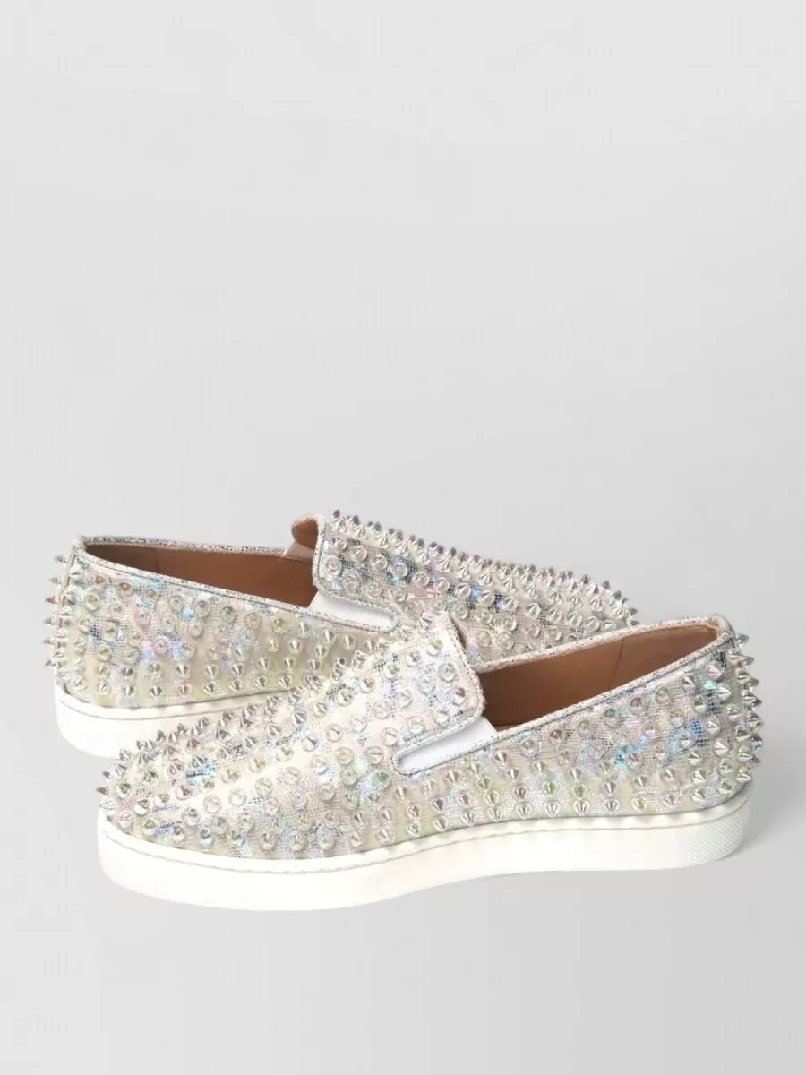 Christian Louboutin Embellished Leather Slip-On Sneakers