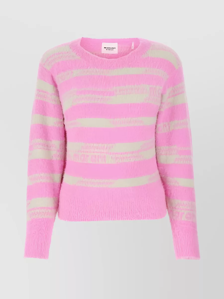 Shop Isabel Marant Étoile Striped Logo Knit Sweater In Pink