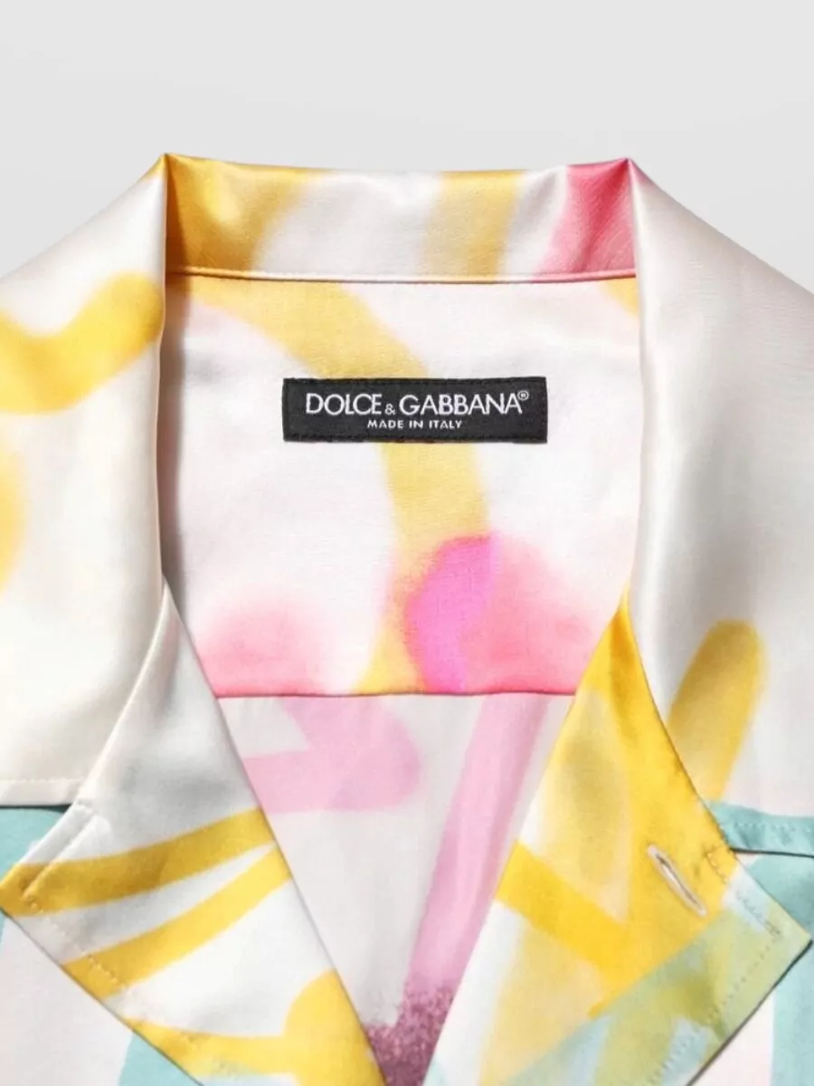 Dolce&Gabbana Silk Printed Short-Sleeve Shirt