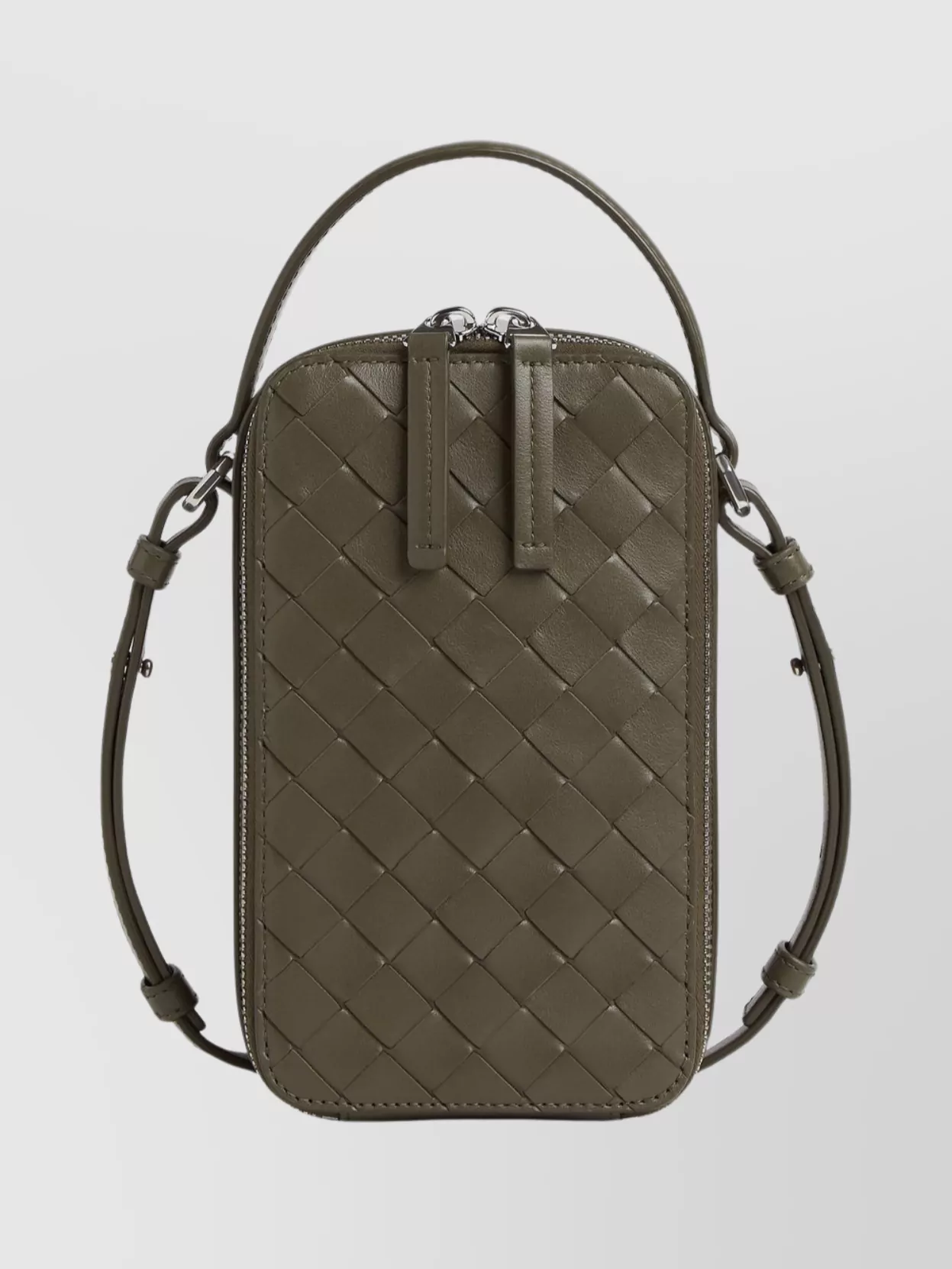Bottega Veneta Woven Travel Phone Pouch And Strap
