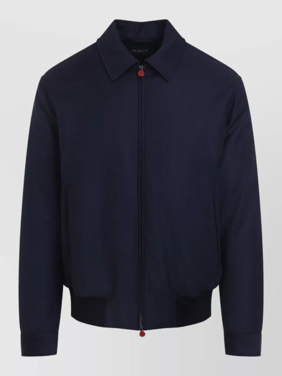 Kiton wool cashmere ribbed bomber jacket