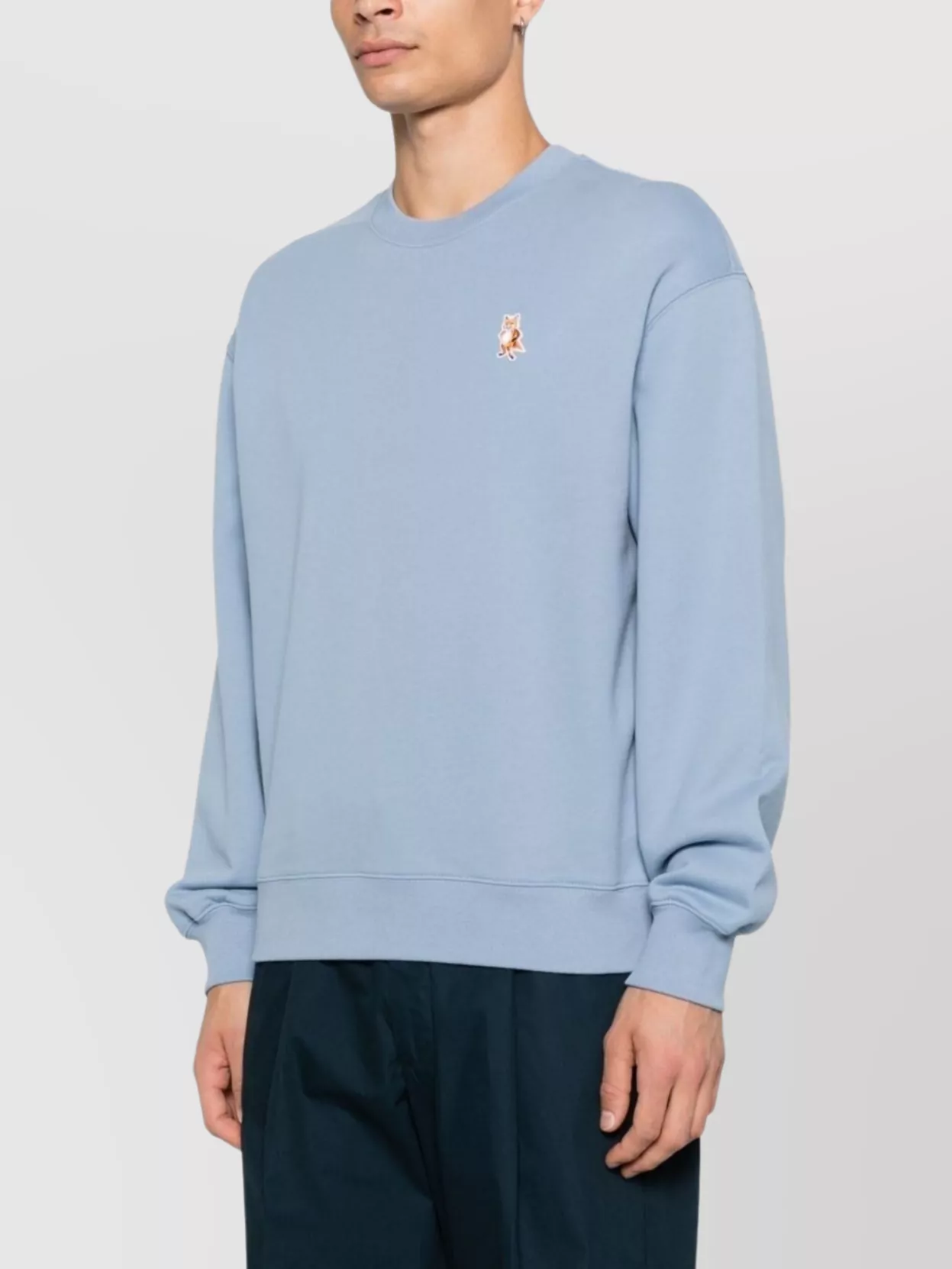Maison Kitsuné Fox Standing Cotton Crew Neck Sweatshirt