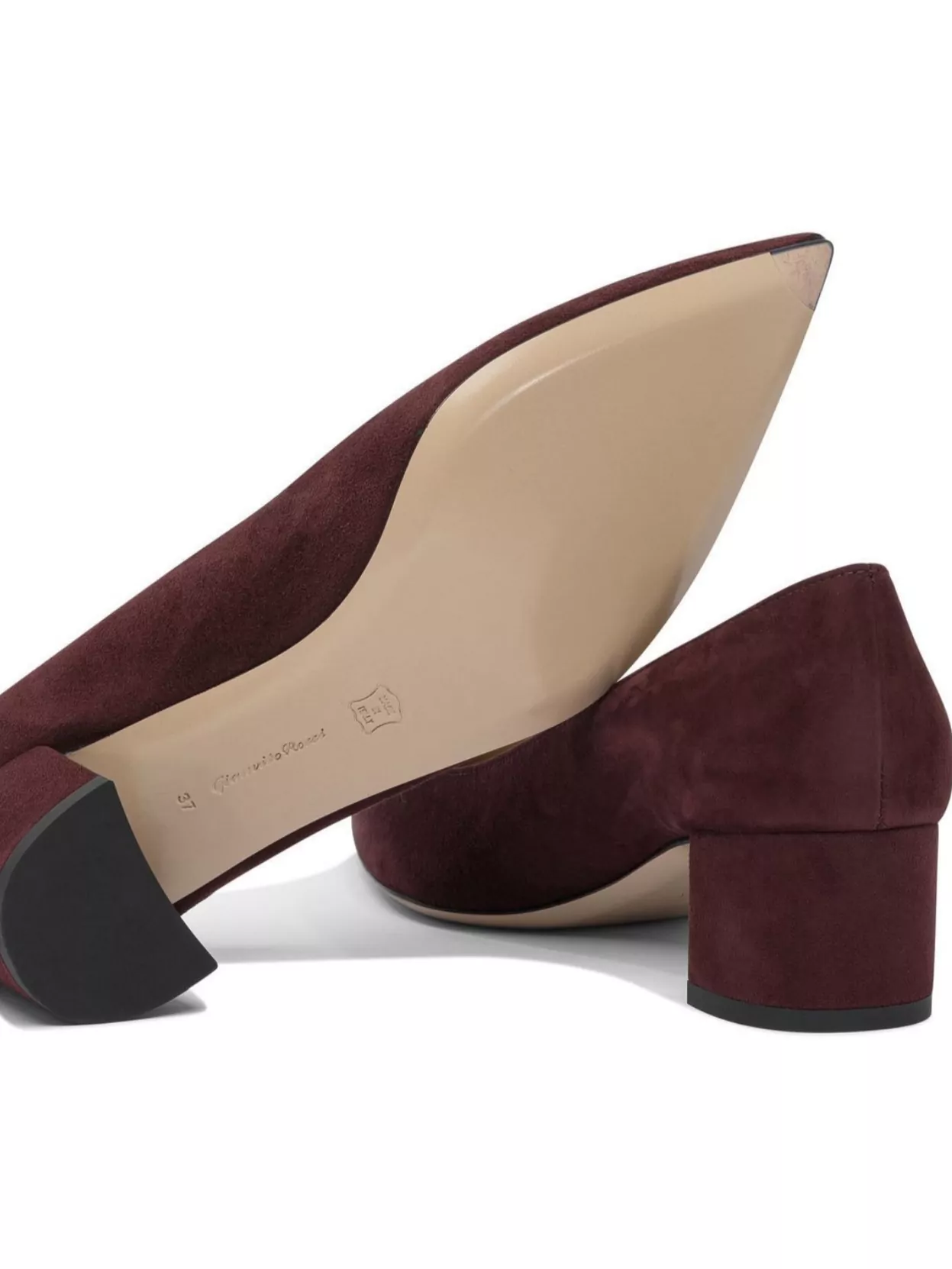 Gianvito Rossi Pointed Toe Block Heel Suede Pumps