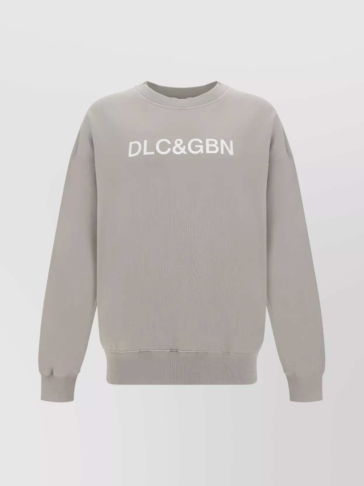 Dolce & Gabbana Crew Neck Cotton Sweater In Gray