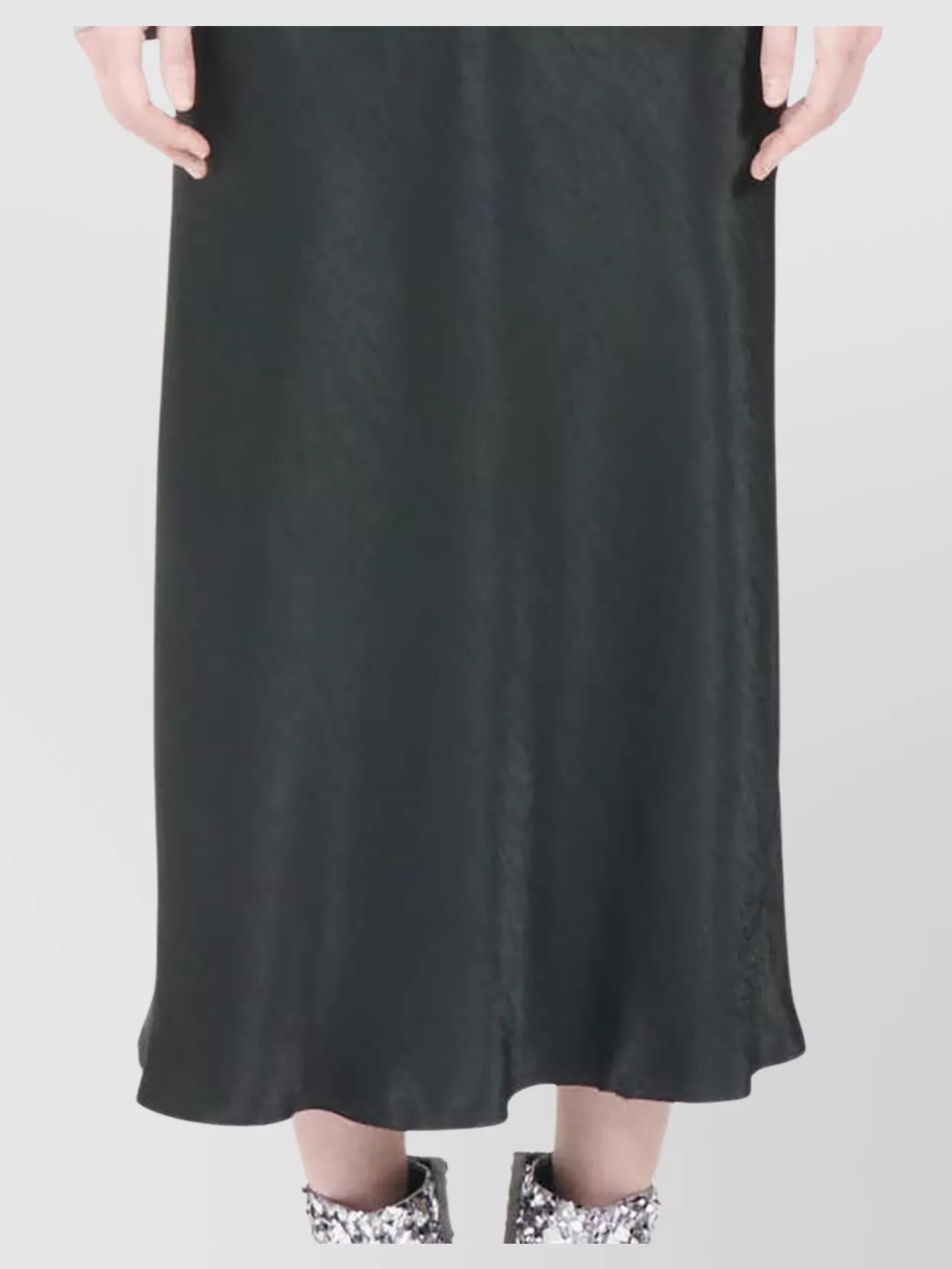 Maison Margiela Midi A-line Satin Skirt High Waist In Black