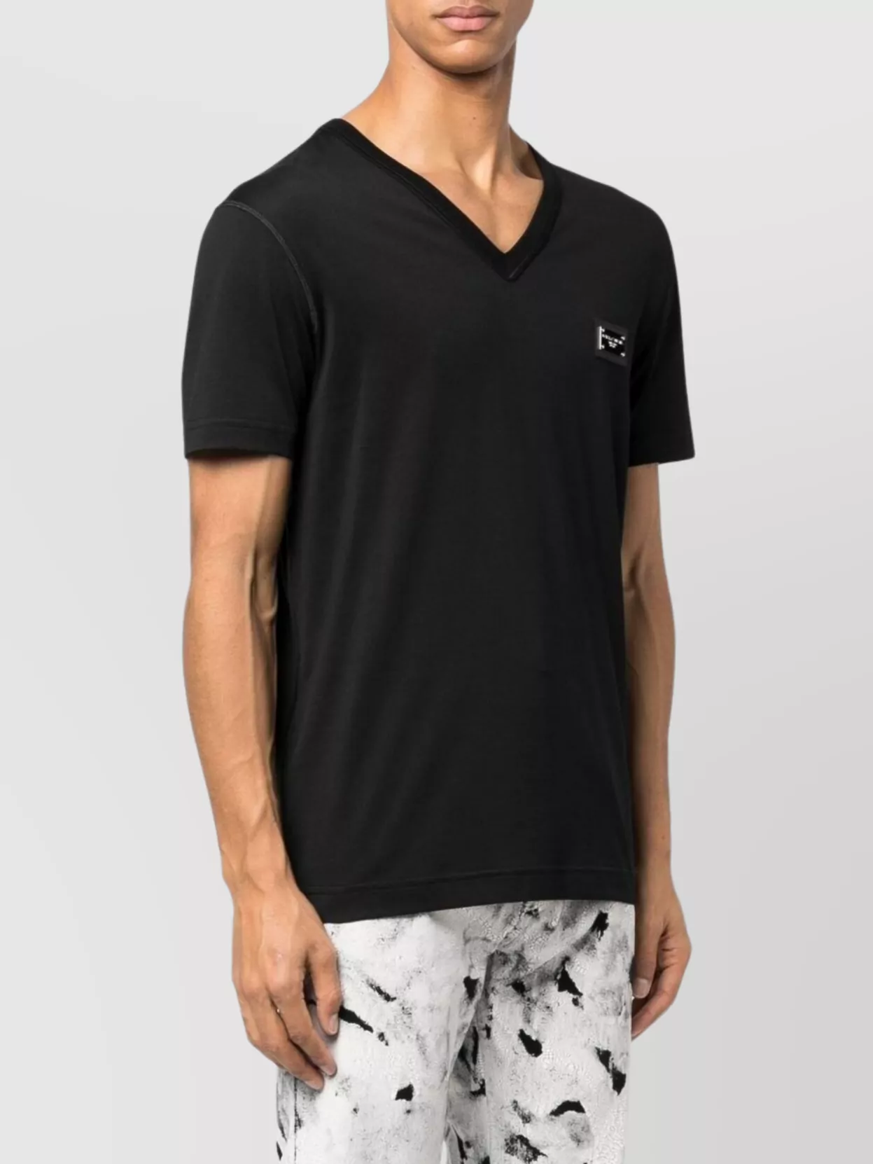 Dolce&Gabbana Short Sleeves V-Neck Straight Hem T-Shirt