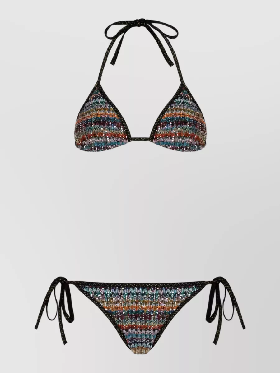 Missoni Sequin Zigzag-pattern Triangle Bikini