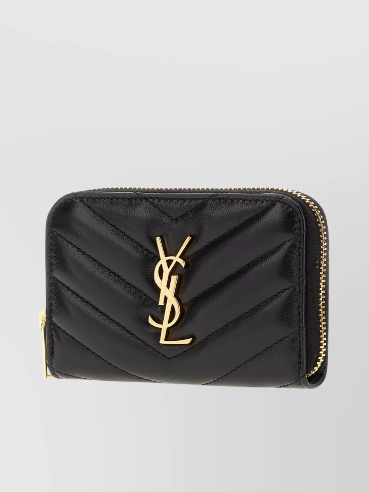 Saint Laurent Nappa Leather Wallet Chevron Pattern