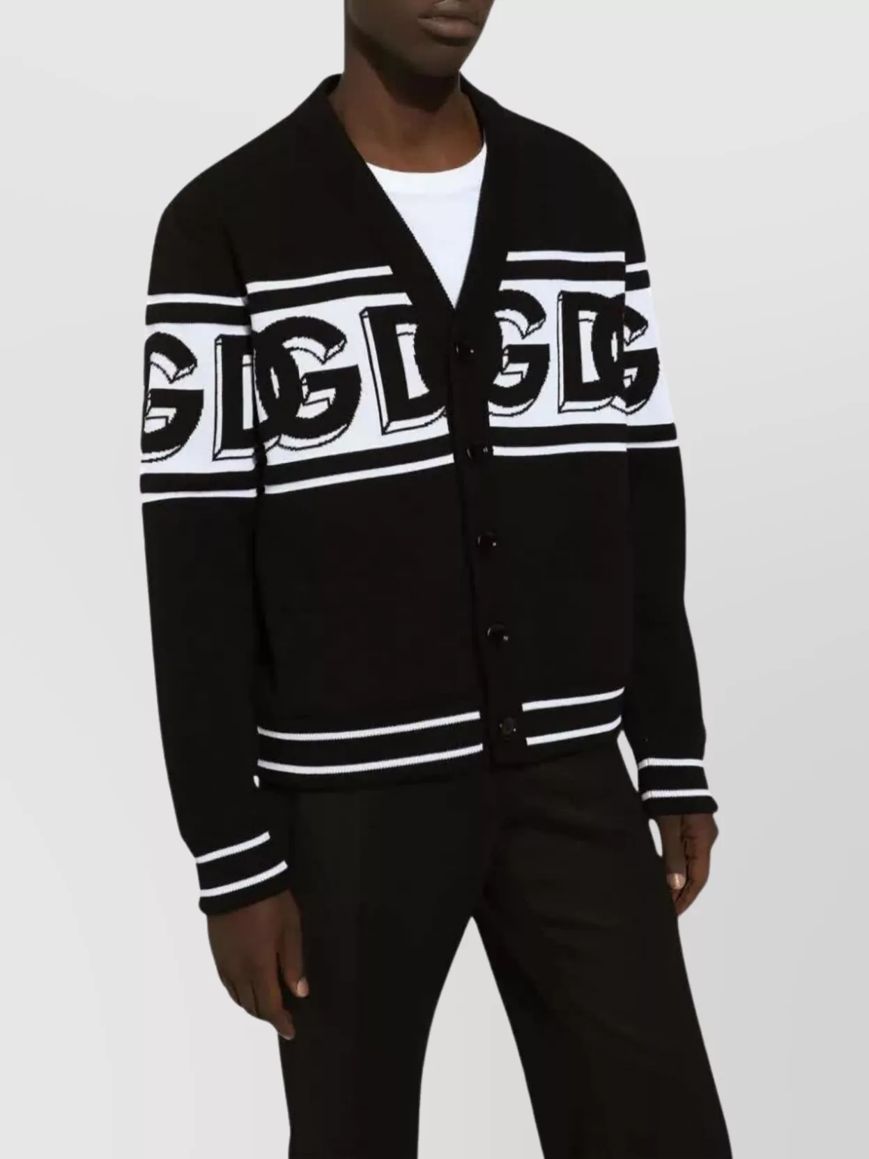 Dolce&Gabbana V-Neck Cardigan Ribbed Trim