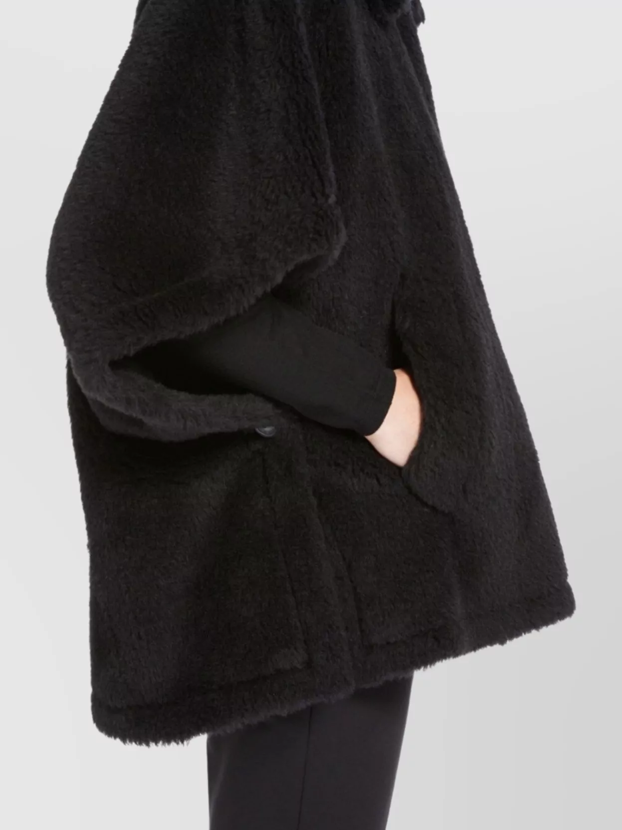 Max Mara Alpaca Wool Teddy Cape With Silk Base