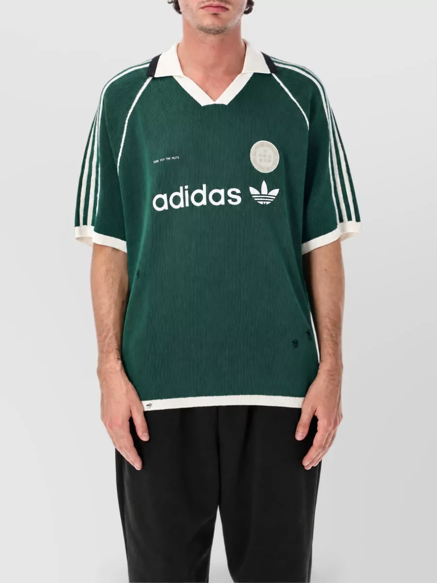 Adidas Originals Textured knit oversized short-sleeve polo shirt
