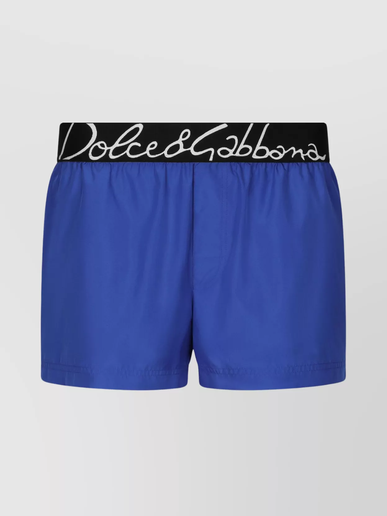 Shop Dolce & Gabbana Logo Waistband Knee-length Swim Trunks In Blue