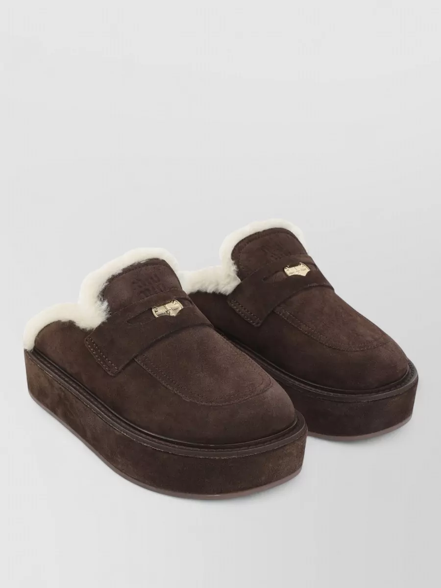 Miu Miu leather platform mules