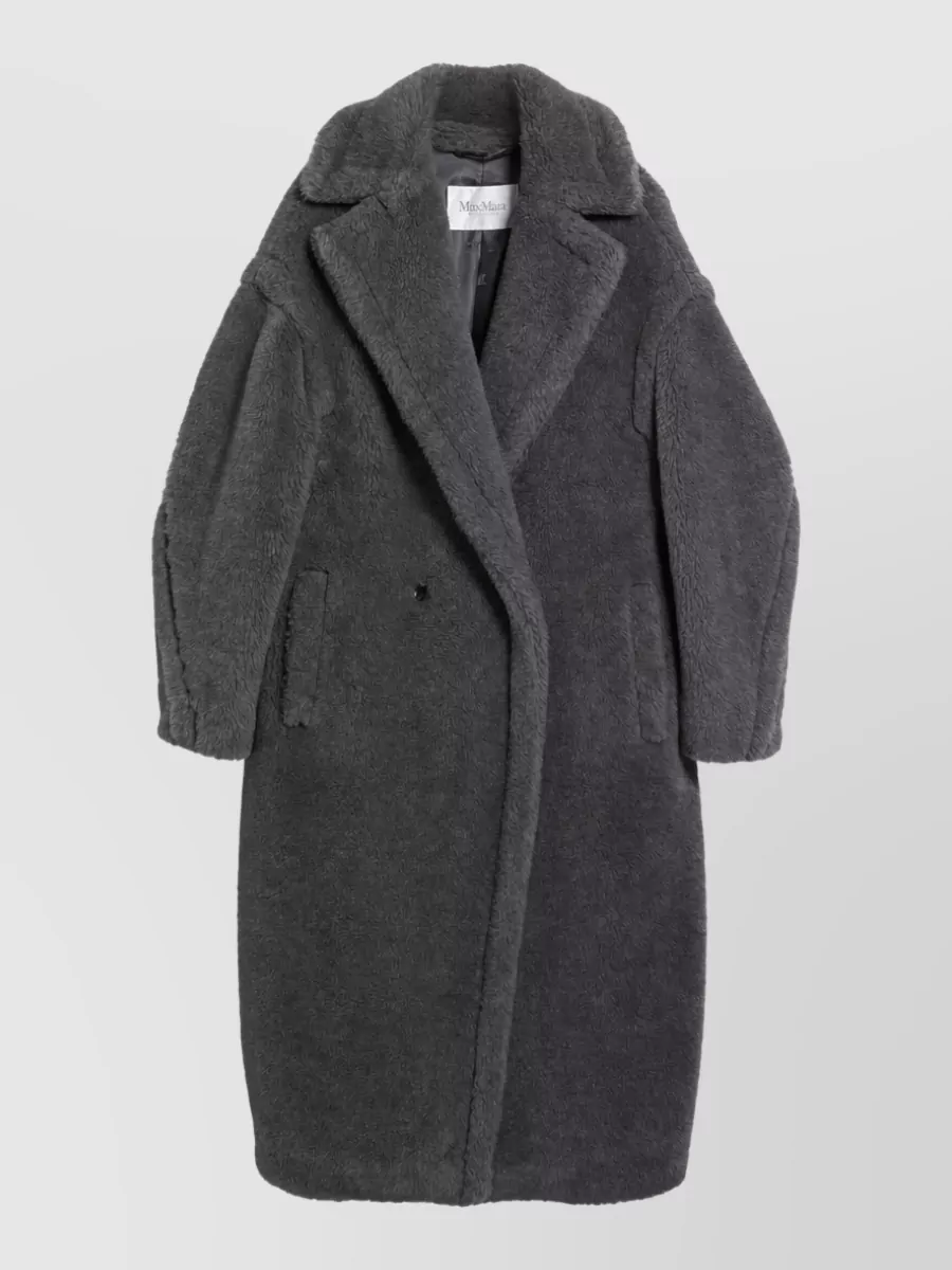 Max Mara silk blend oversized double-breasted faux fur coat