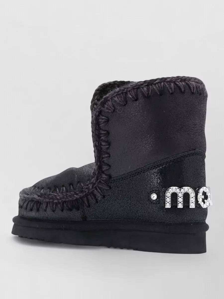 Mou Shearling rhinestone-embellished ankle boots