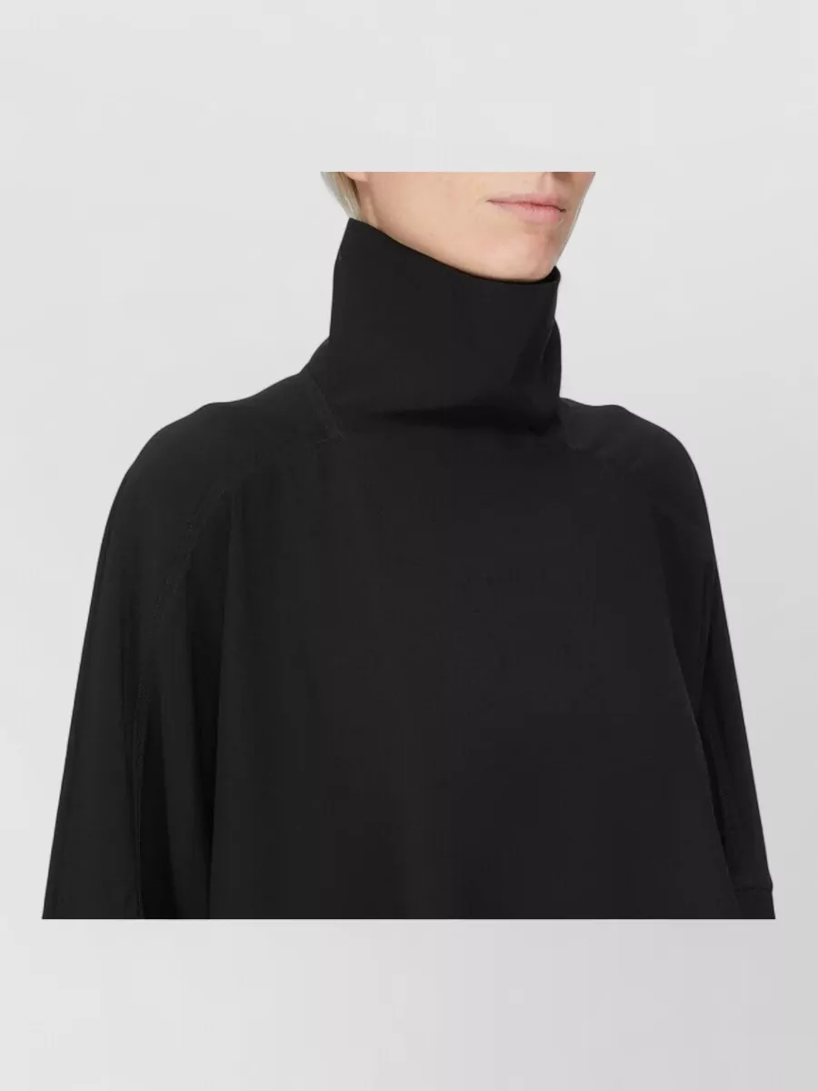 Rick Owens Cropped Asymmetric High Turtleneck Long Sleeve Top