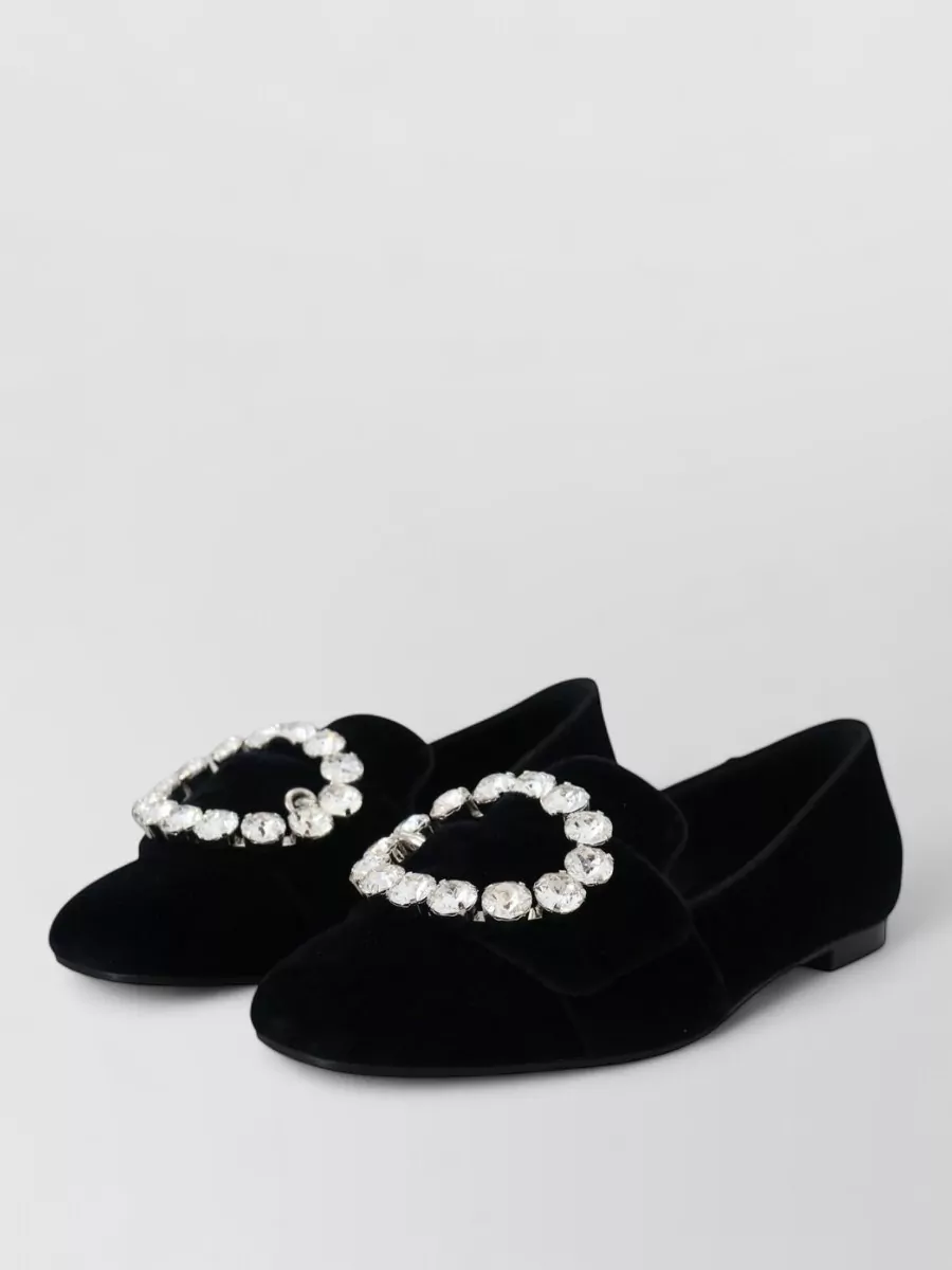 Dolce&Gabbana Crystal-Embellished Velvet Ballerina Flats