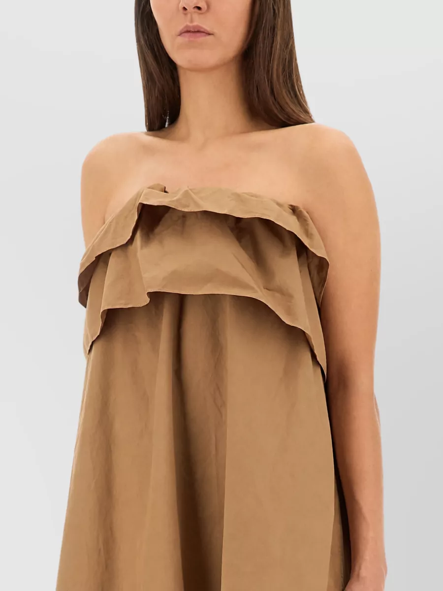 Saint Laurent Cotton Twill Ruffle Maxi Dress