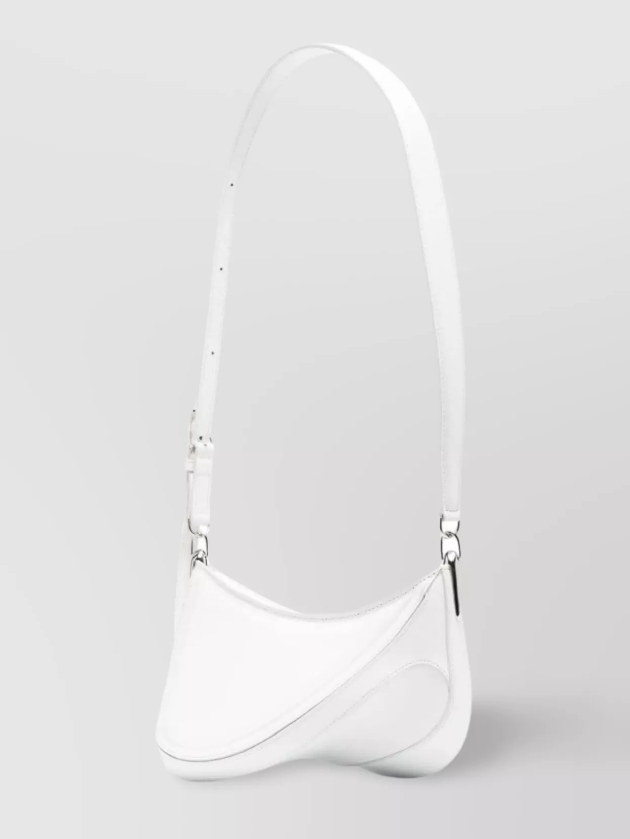 Shop Mugler Spiral Curve Sculpted Calf Leather Shoulder Bag In White