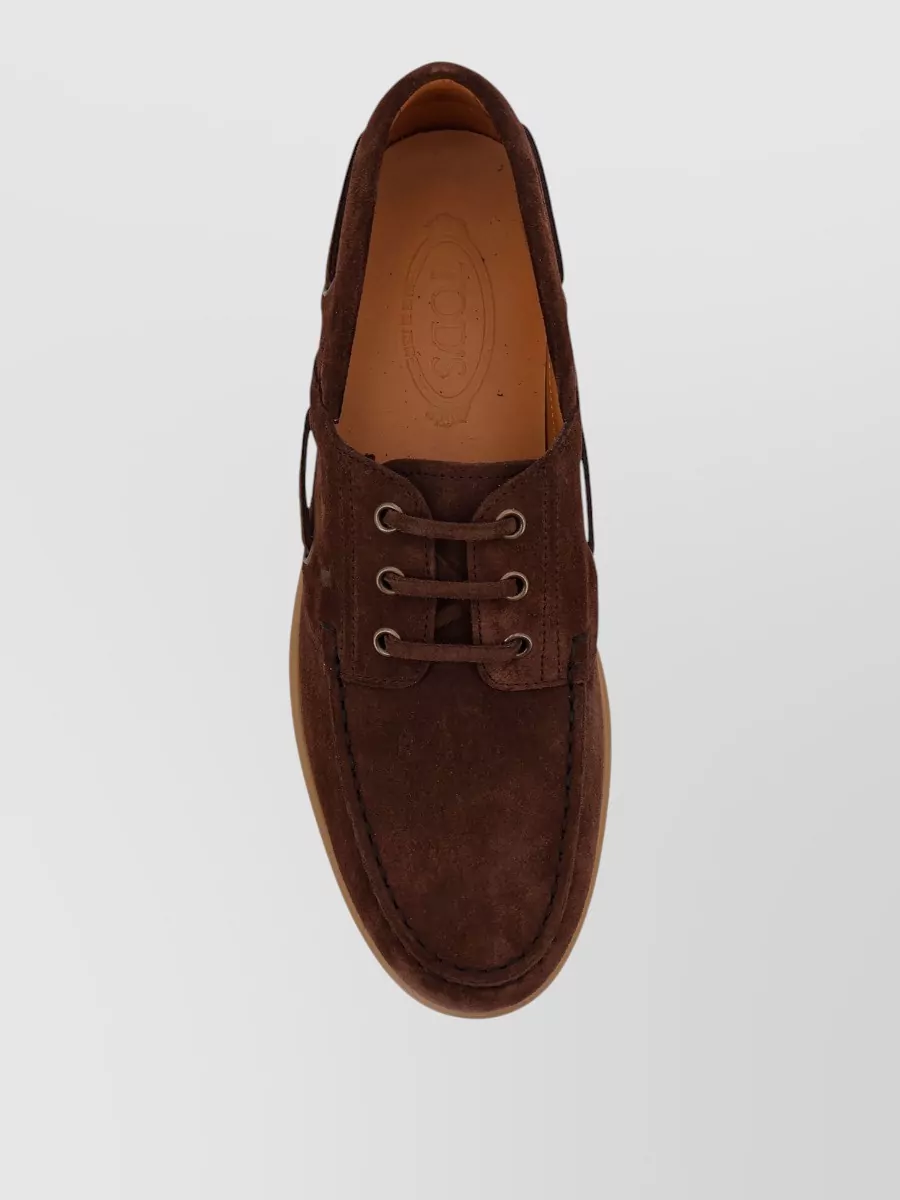 Tod's Suede Moc Toe Loafers Rubber Sole