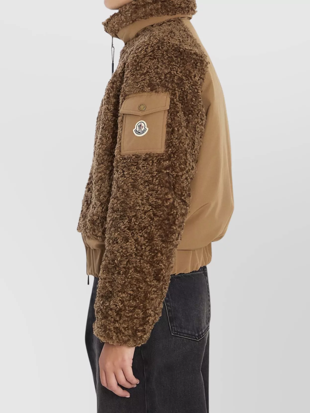 Moncler Teddy Fleece Cropped Down Jacket