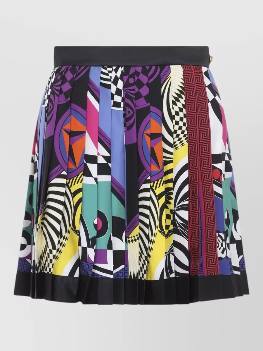 Versace Silk printed pleated mini skirt