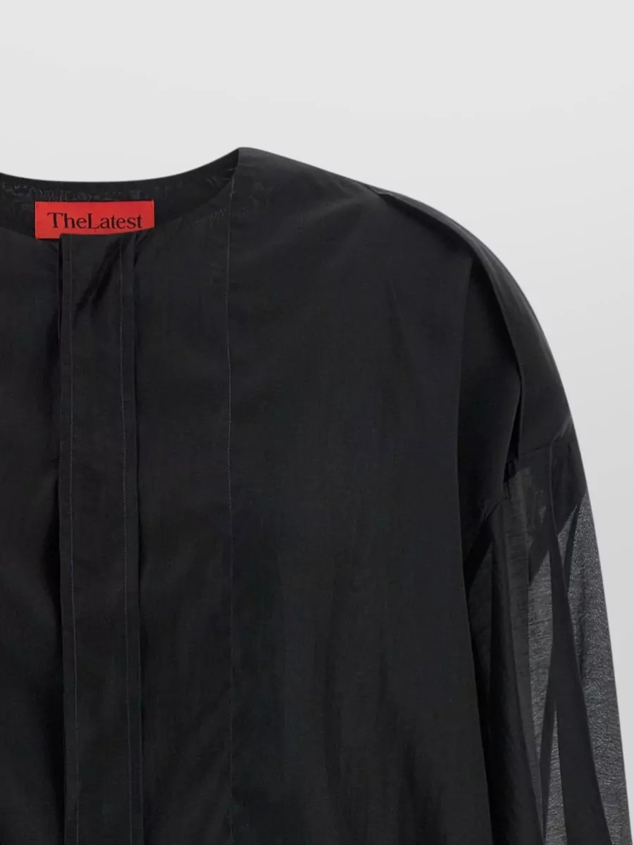 Thelatest Paneled Long-Sleeve Blouse