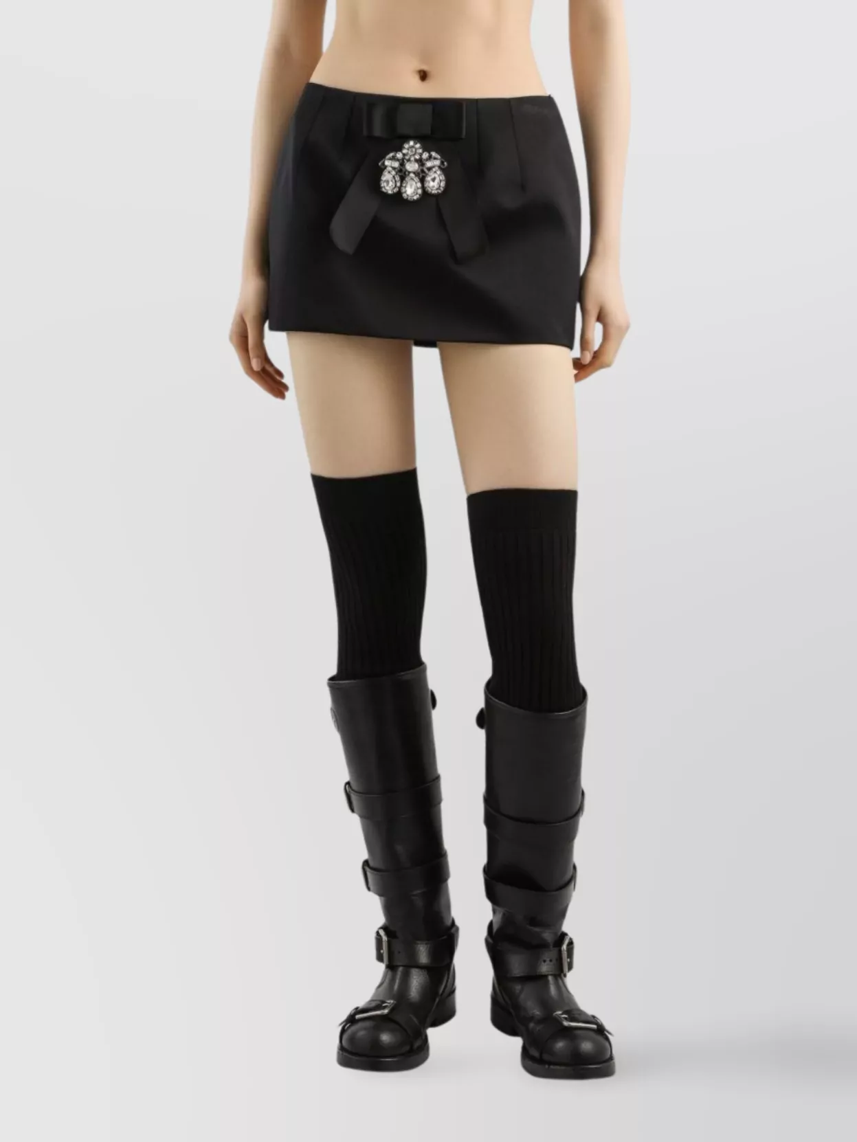 Dolce&Gabbana High Waist Satin Skirt With Bow Detail