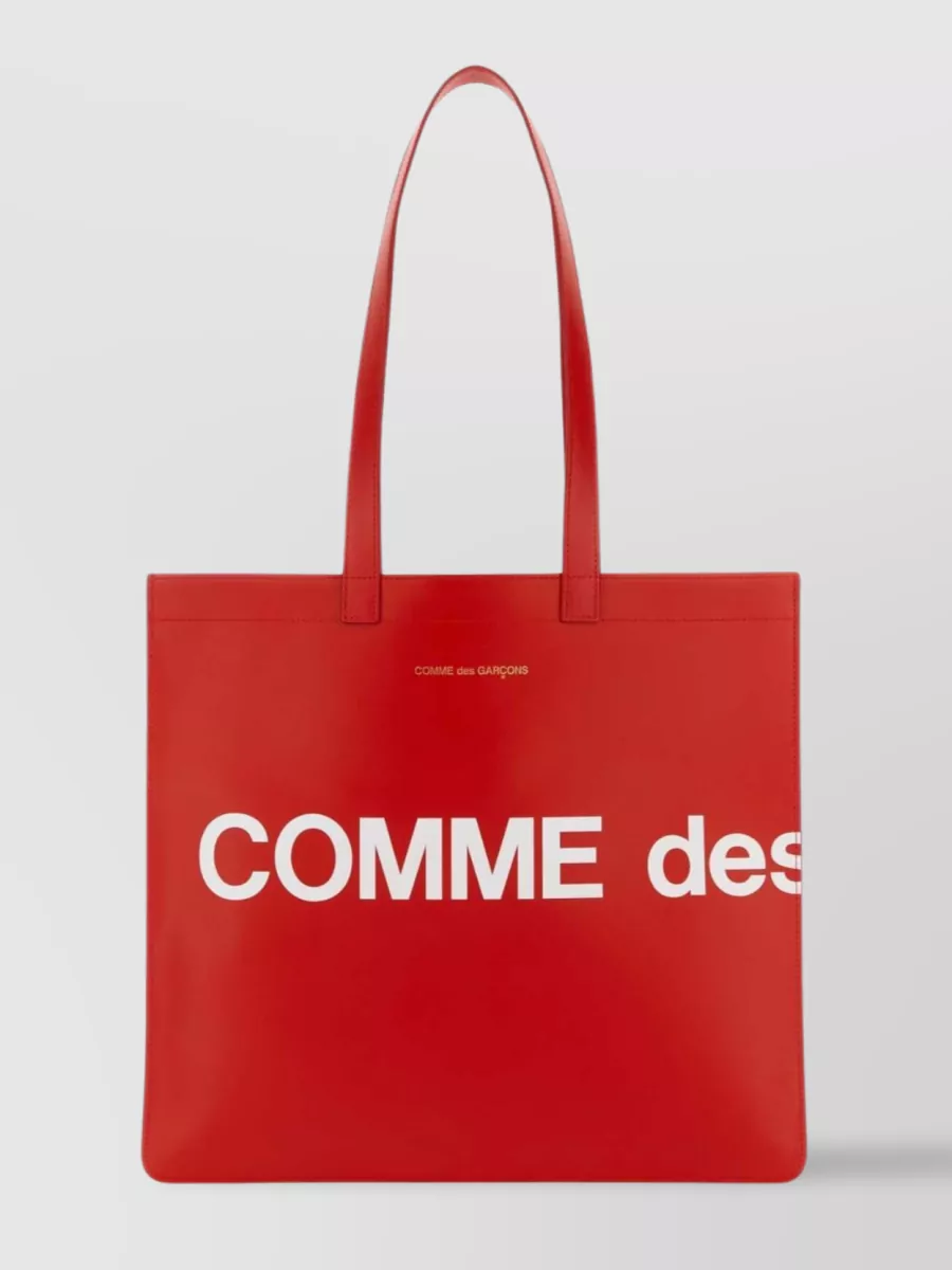 Shop Comme Des Garçons Leather Tote With Twin Handles In Red