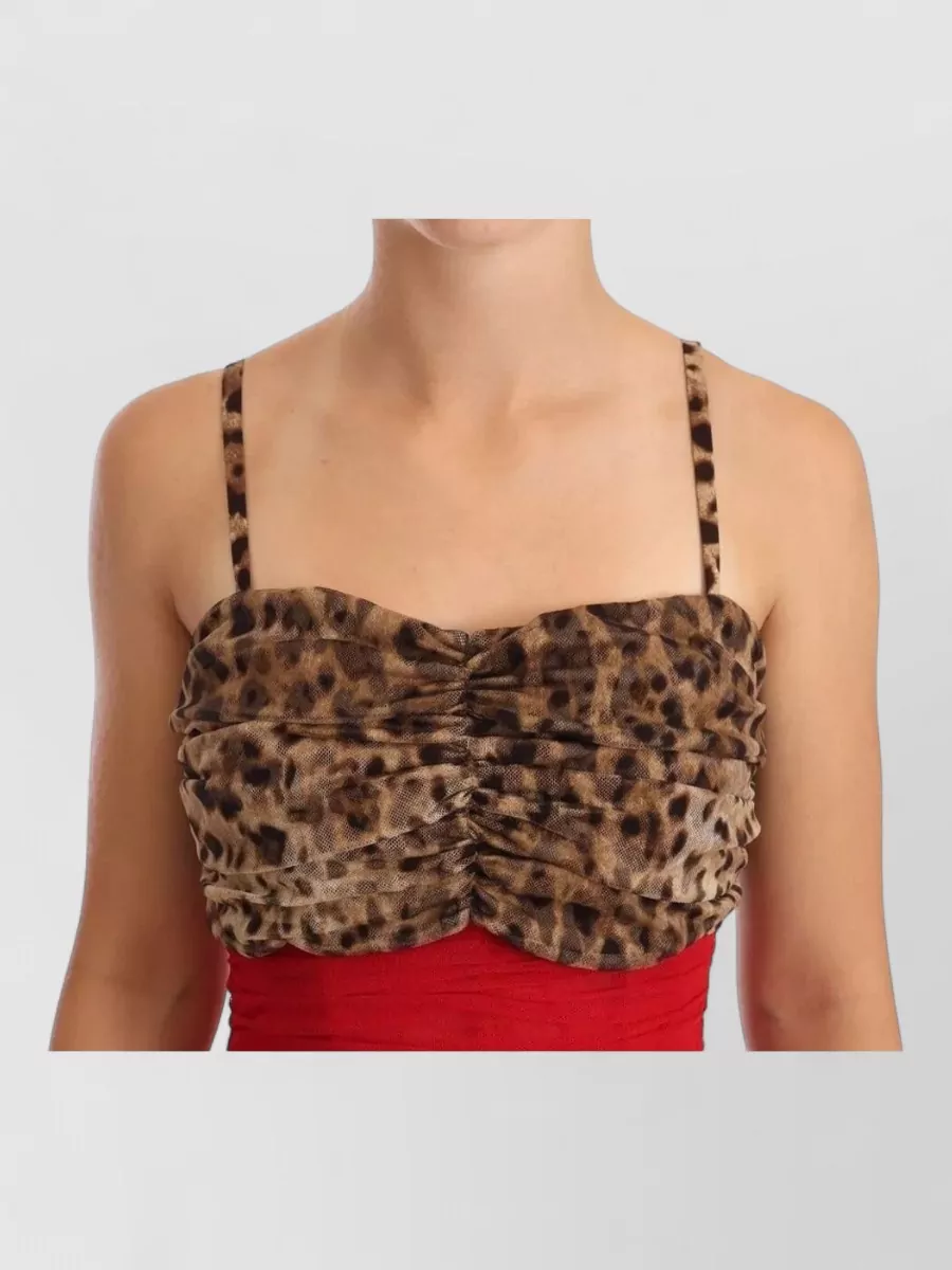 Dolce&Gabbana Silk Leopard-Print Ruched Midi Dress